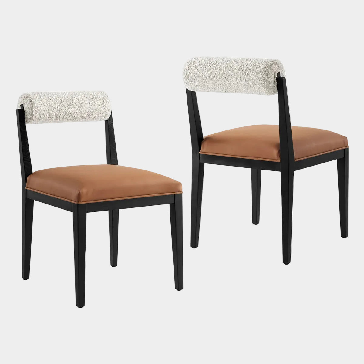 Kai Boucle and Vegan Leather Dining Chair Set of 2