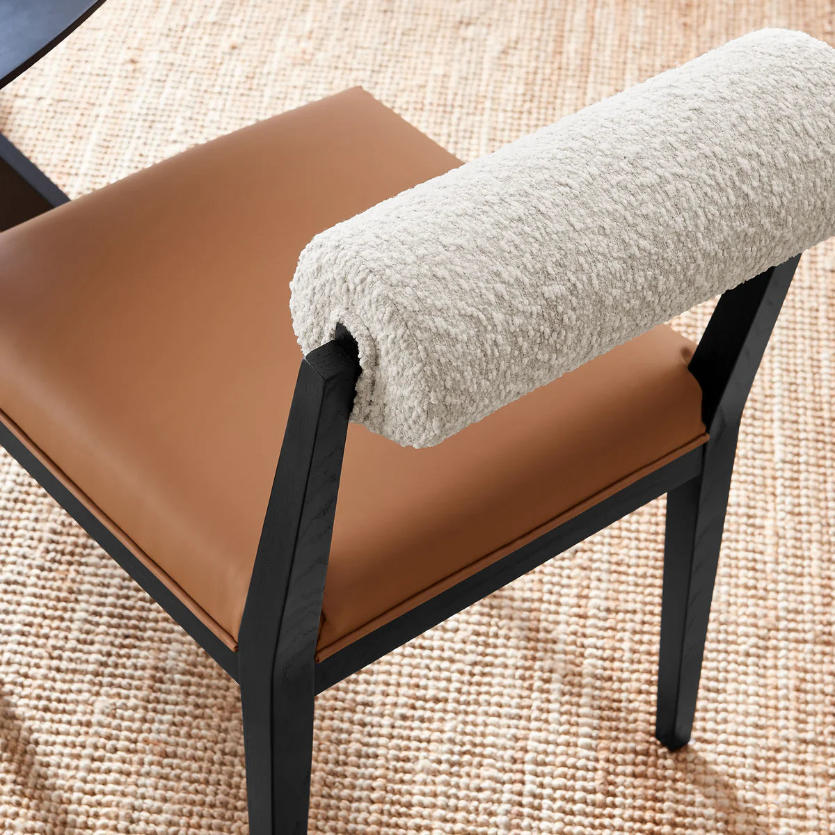 Kai Boucle and Vegan Leather Dining Chair Set of 2