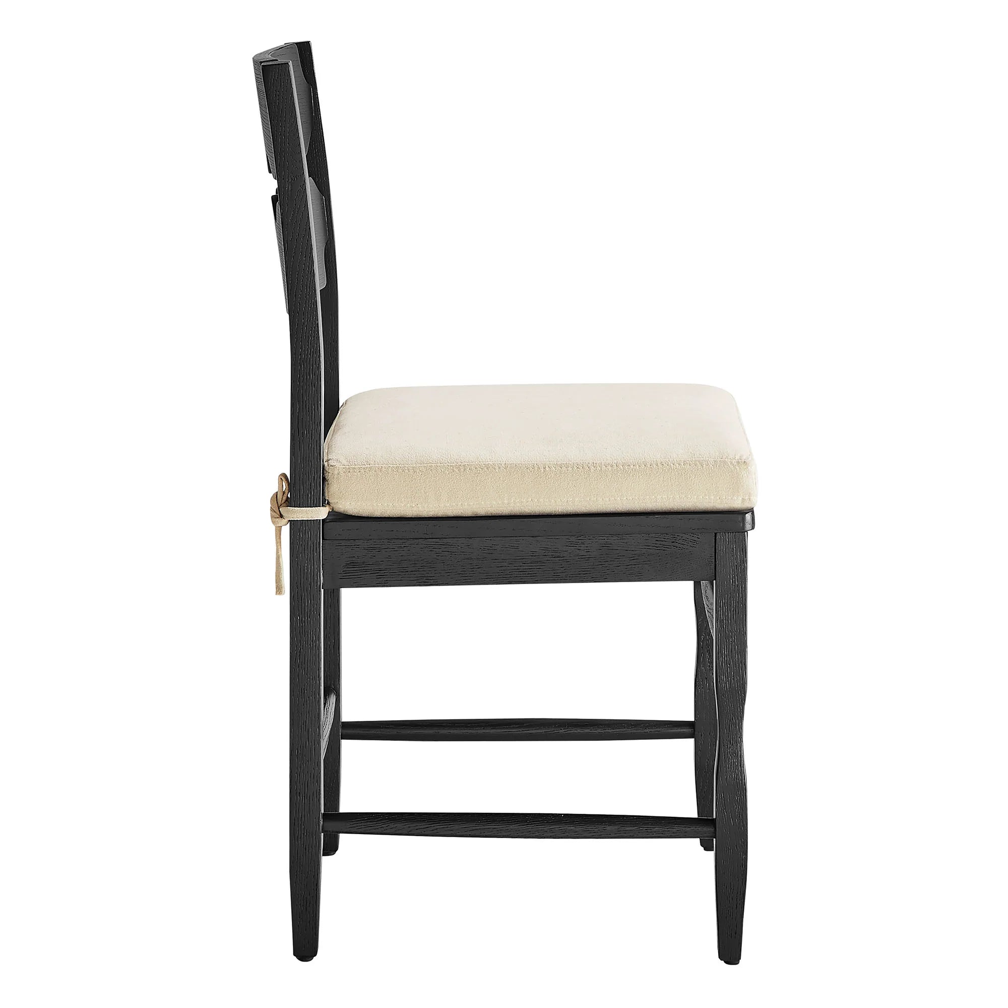 Jax Oak Wood Dining Chair With Wavy Razor Back and Cushion Set of 2