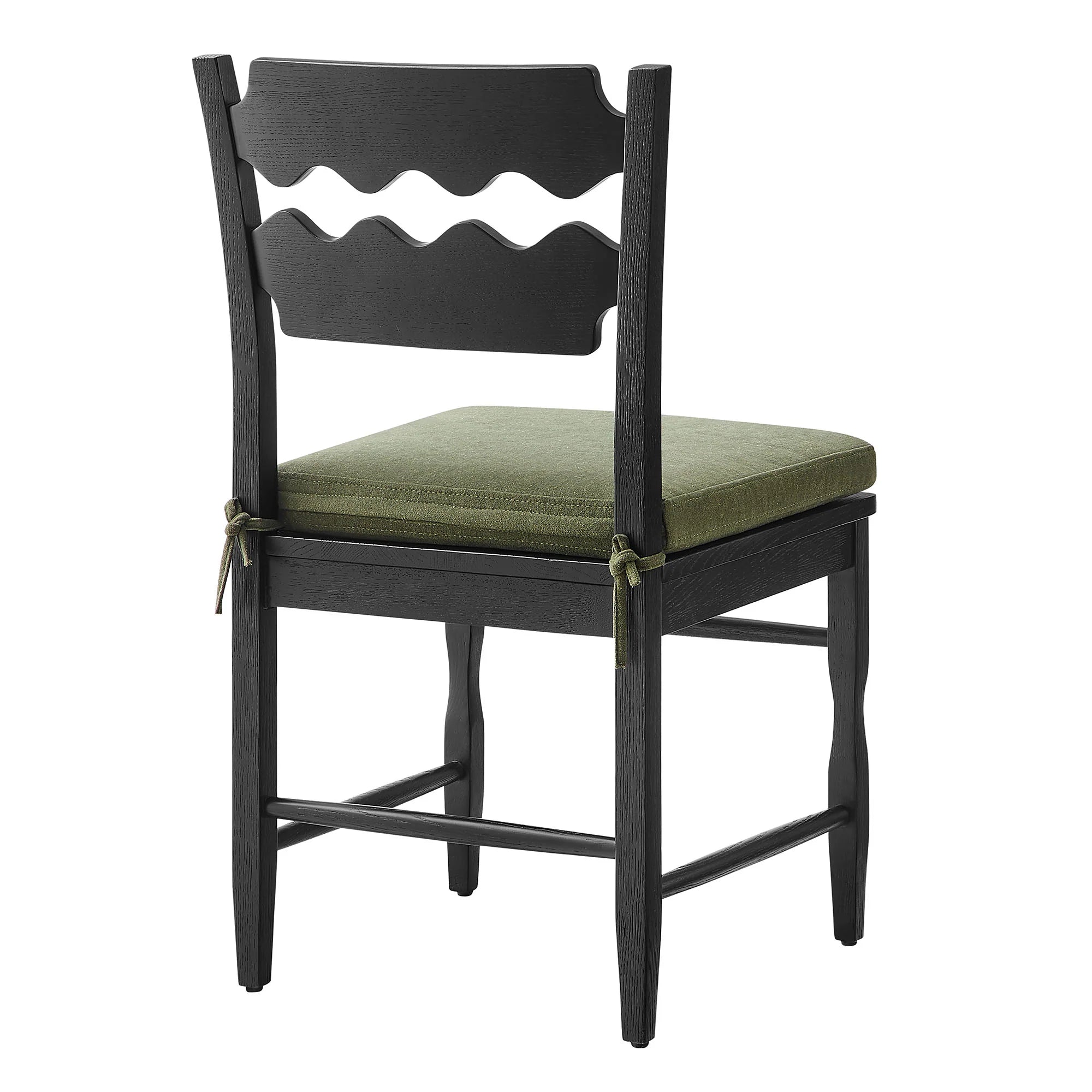 Jax Oak Wood Dining Chair With Wavy Razor Back and Cushion Set of 2