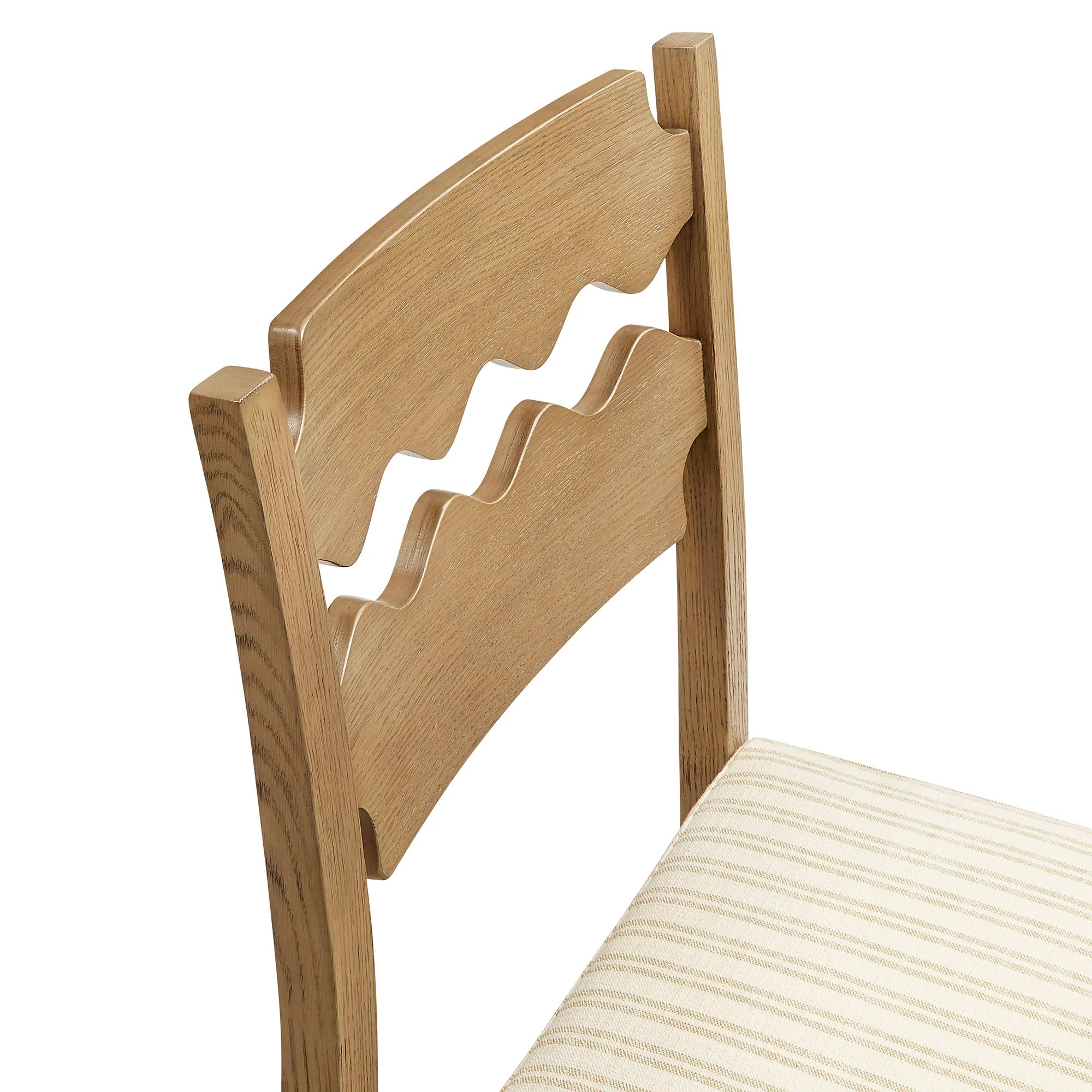 Jax Oak Wood Dining Chair With Wavy Razor Back and Cushion Set of 2