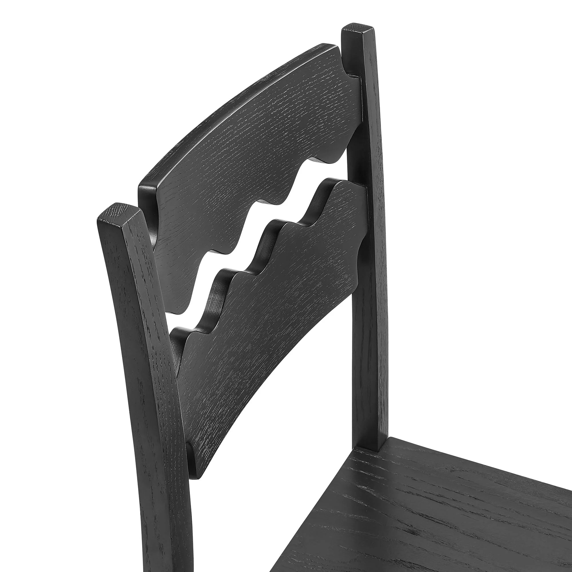 Jax Oak Wood Dining Chair With Wavy Razor Back Set of 2