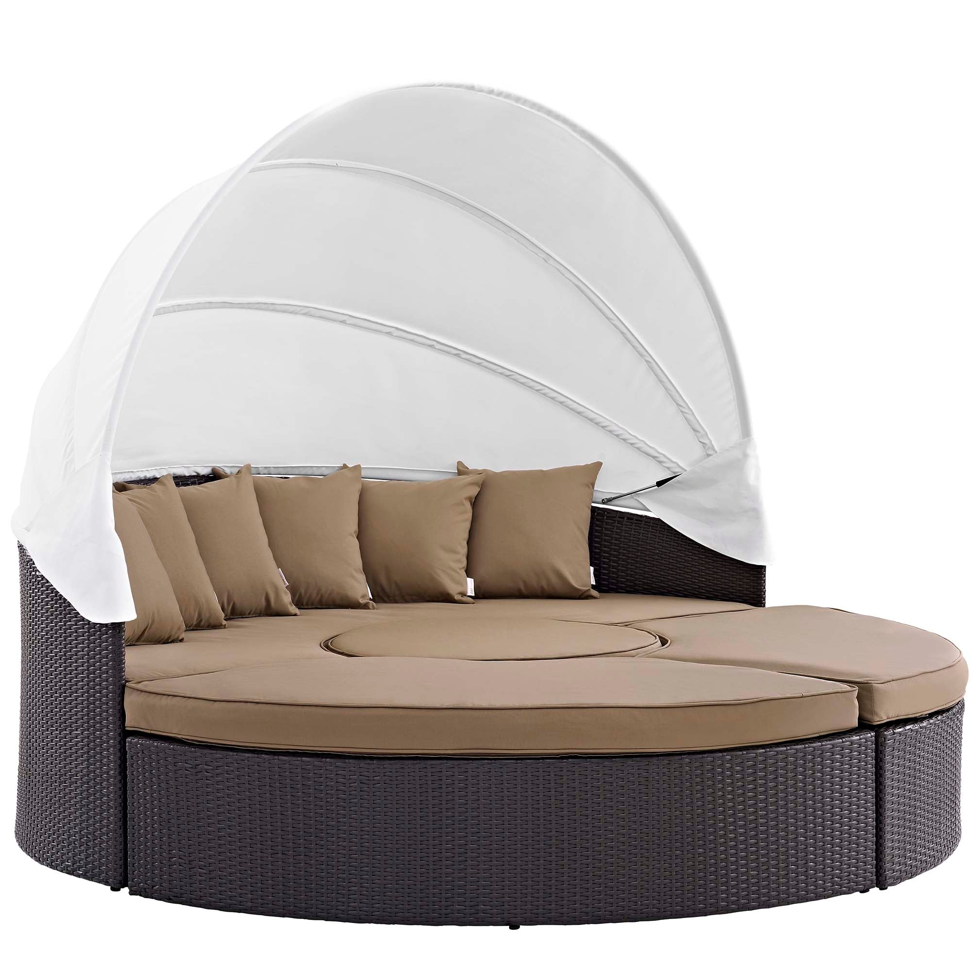 Quest Outdoor Patio Wicker Rattan Canopy Sectional Daybed