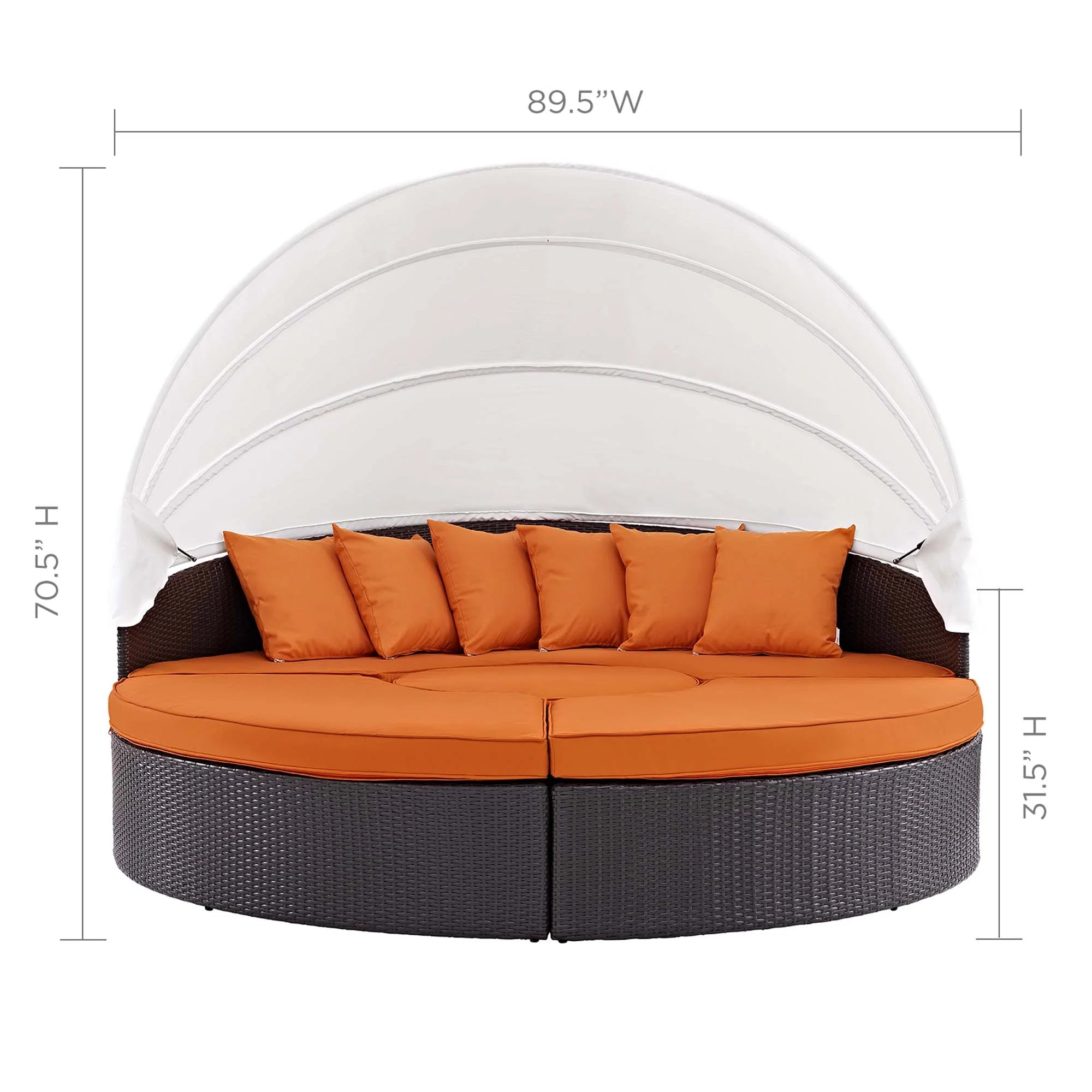 Quest Outdoor Patio Wicker Rattan Canopy Sectional Daybed