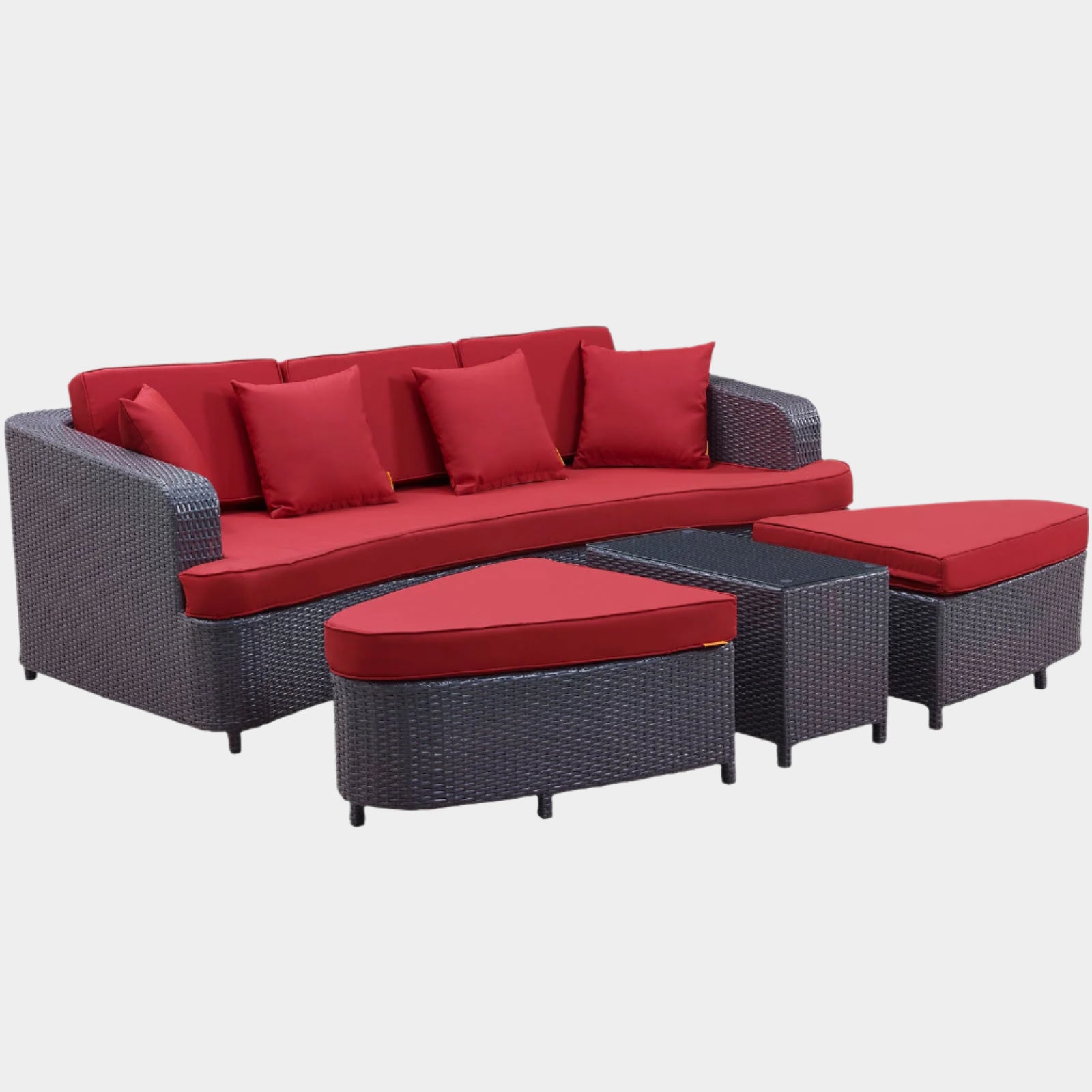 Monterey 4 Piece Outdoor Patio Sofa Set in Brown Red