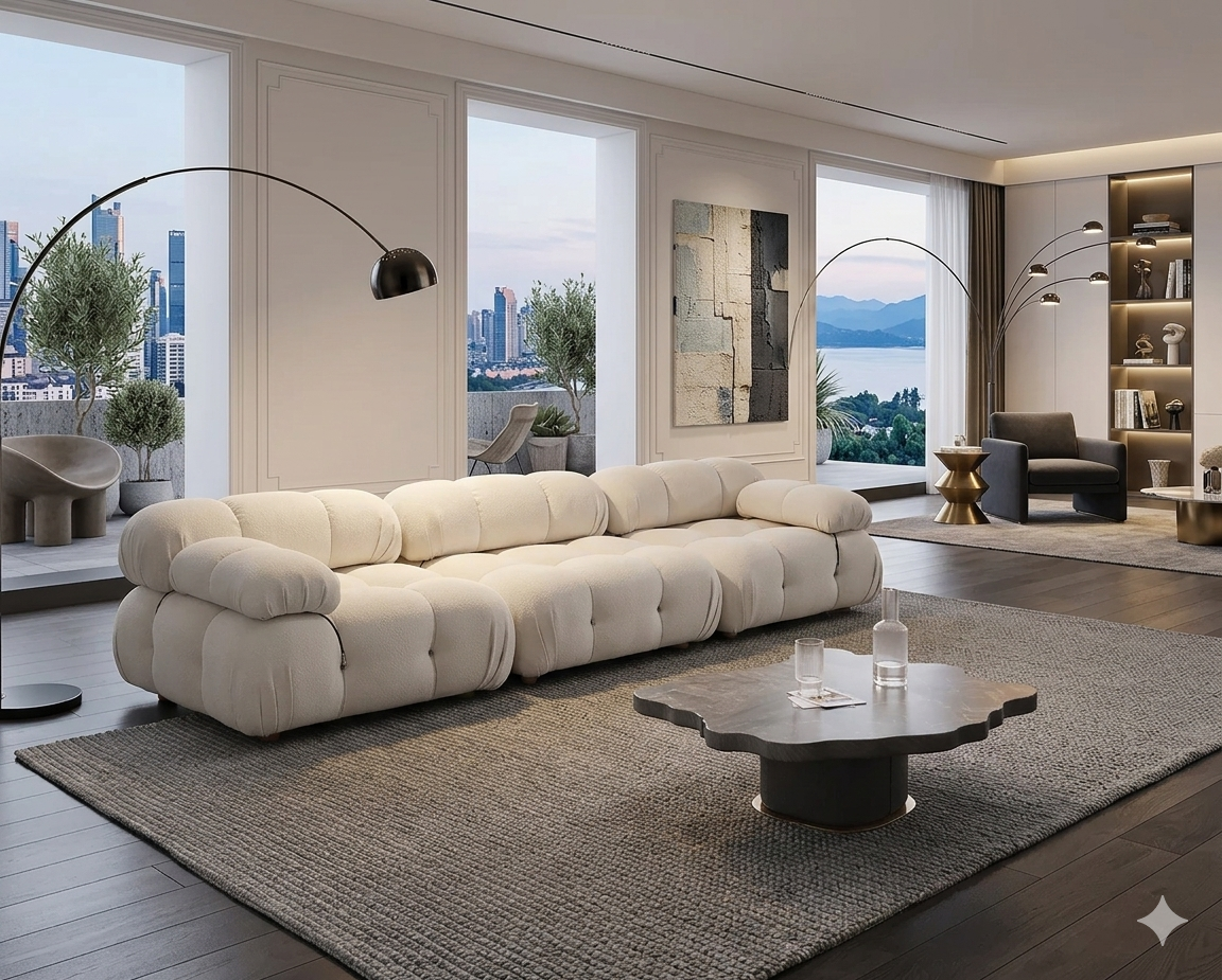 Mario Bellini Three-Seater Velvet Sofa