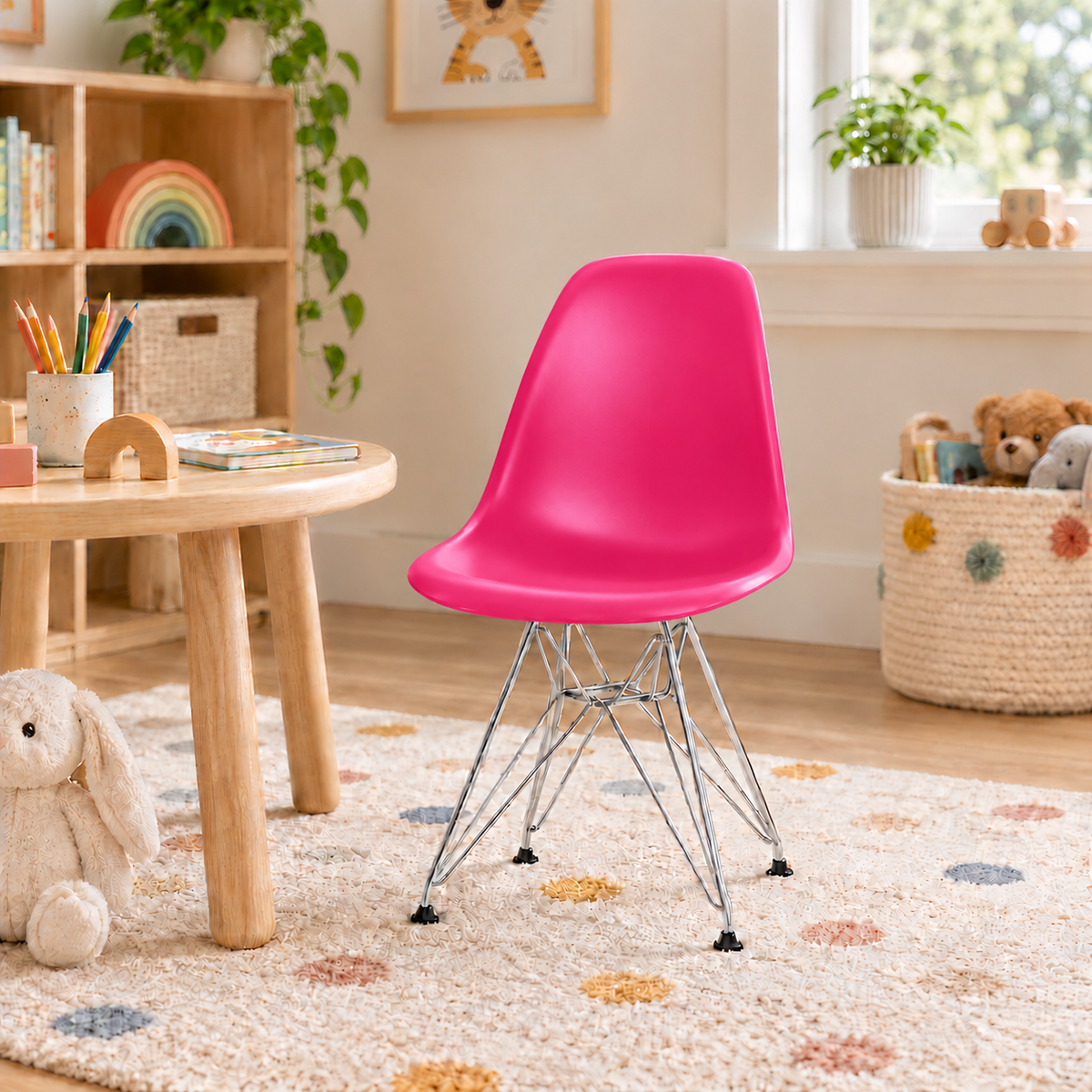 Eames Eiffel Molded Plastic Kids Chair - Chrome legs