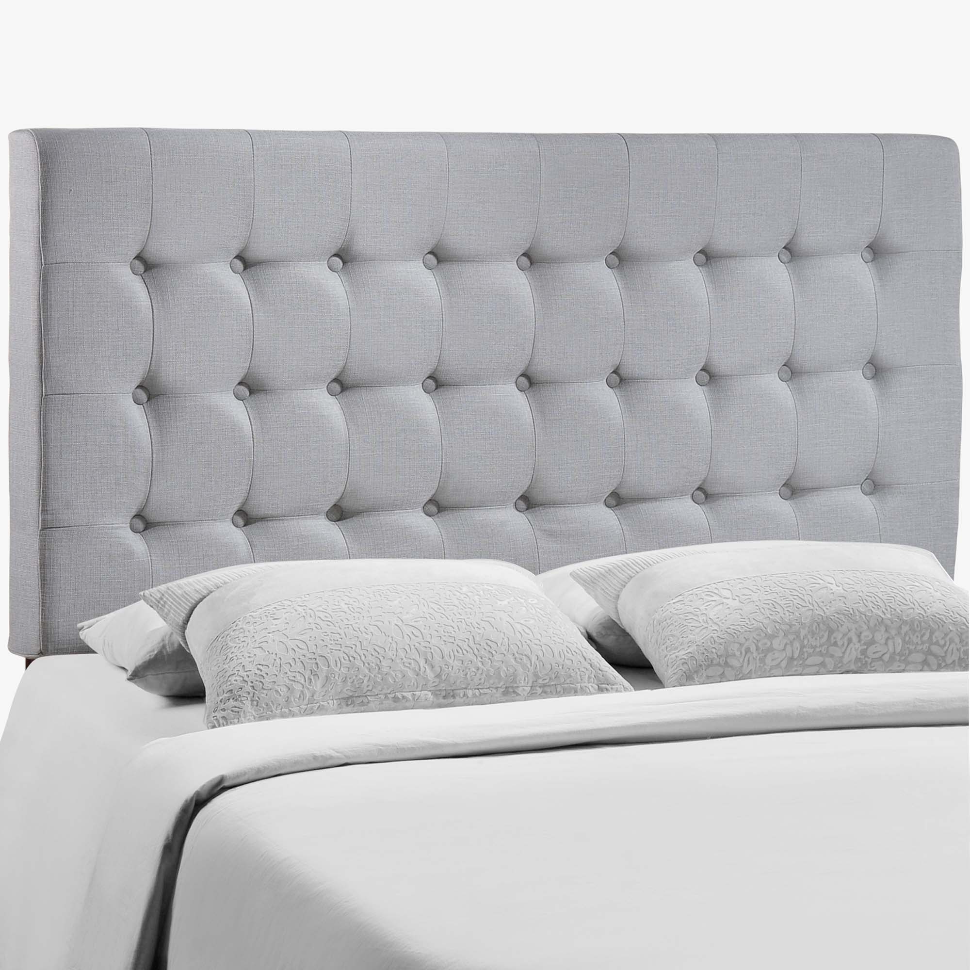 Tinble Upholstered Fabric Queen Headboard in Sky Gray