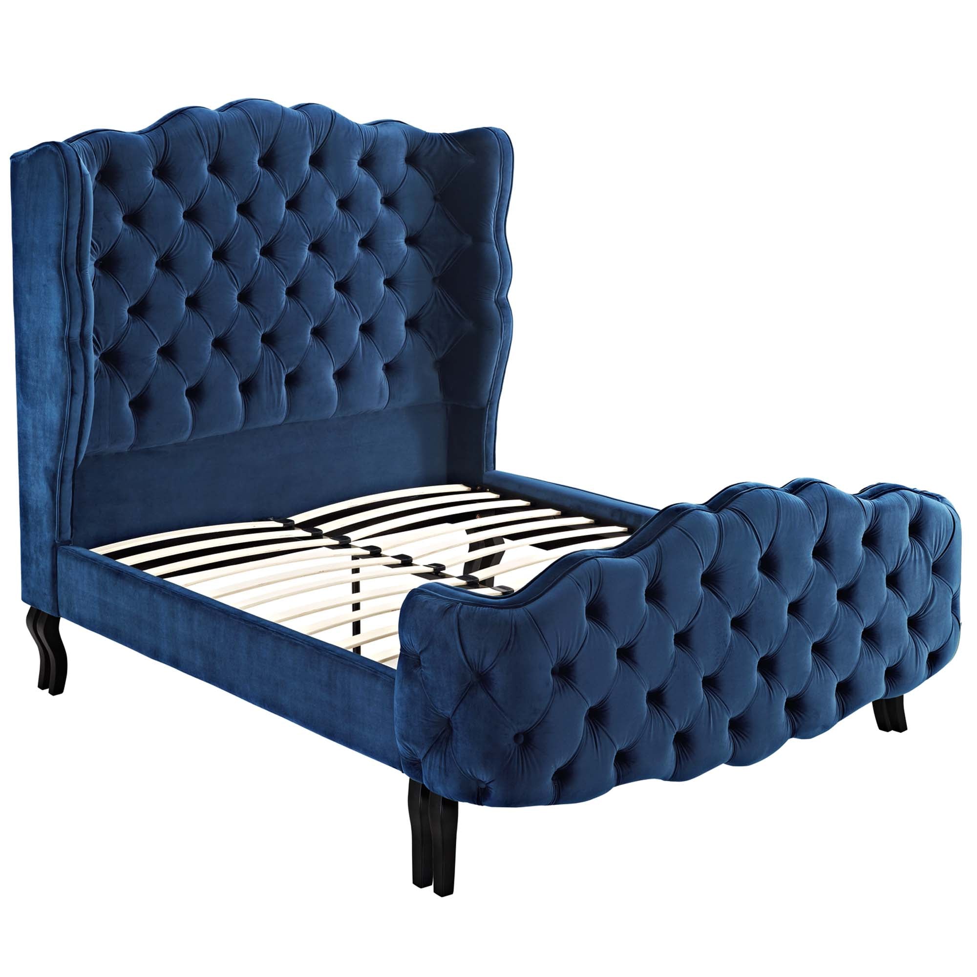 Violette Tufted Wingback Performance Velvet Platform Bed