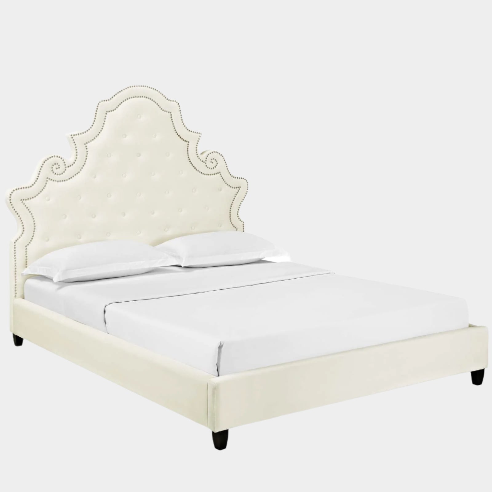 Valentina Tufted Nailhead Performance Velvet Platform Bed