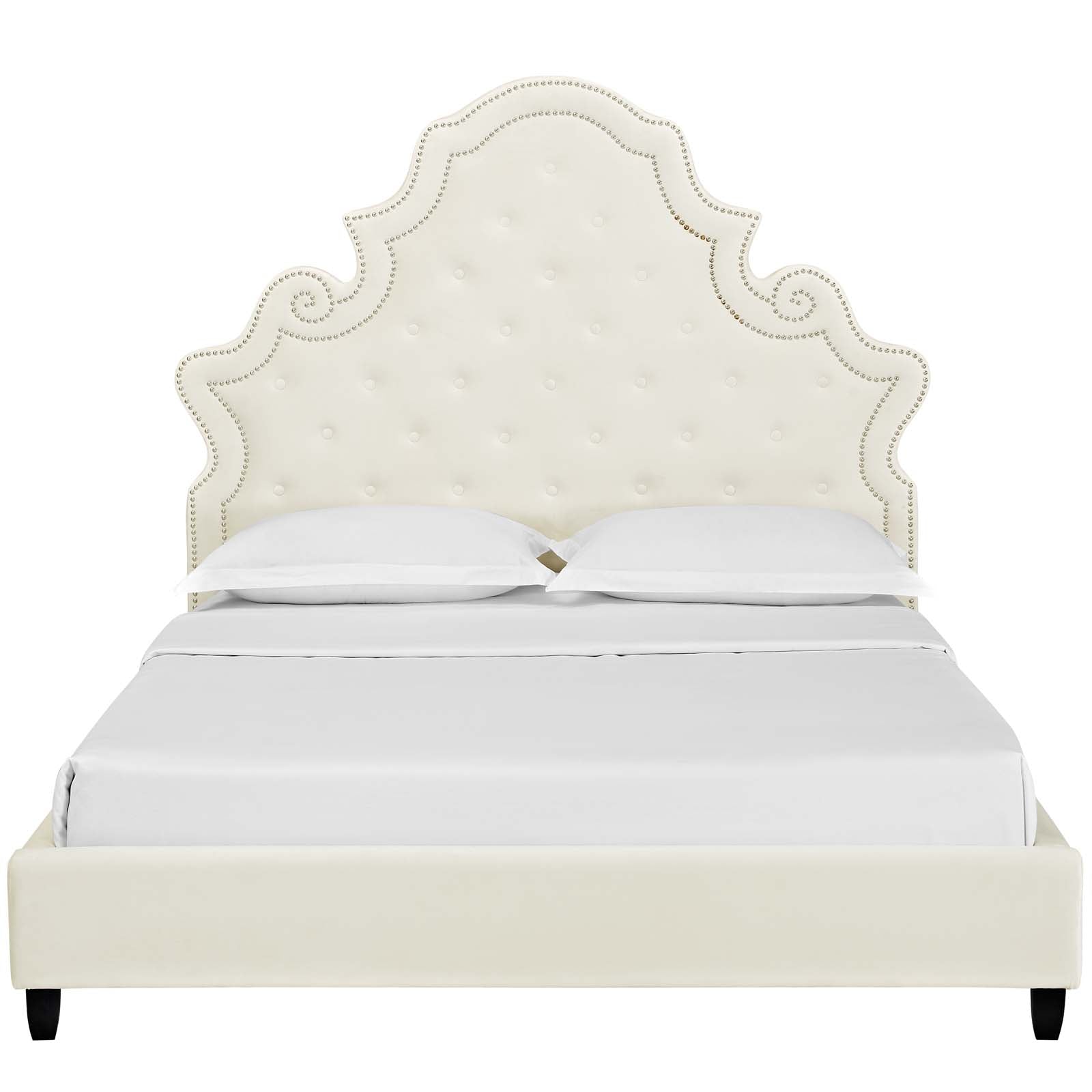 Valentina Tufted Nailhead Performance Velvet Platform Bed