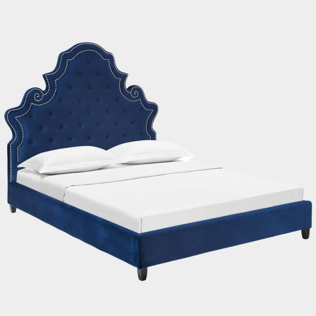 Valentina Tufted Nailhead Performance Velvet Platform Bed