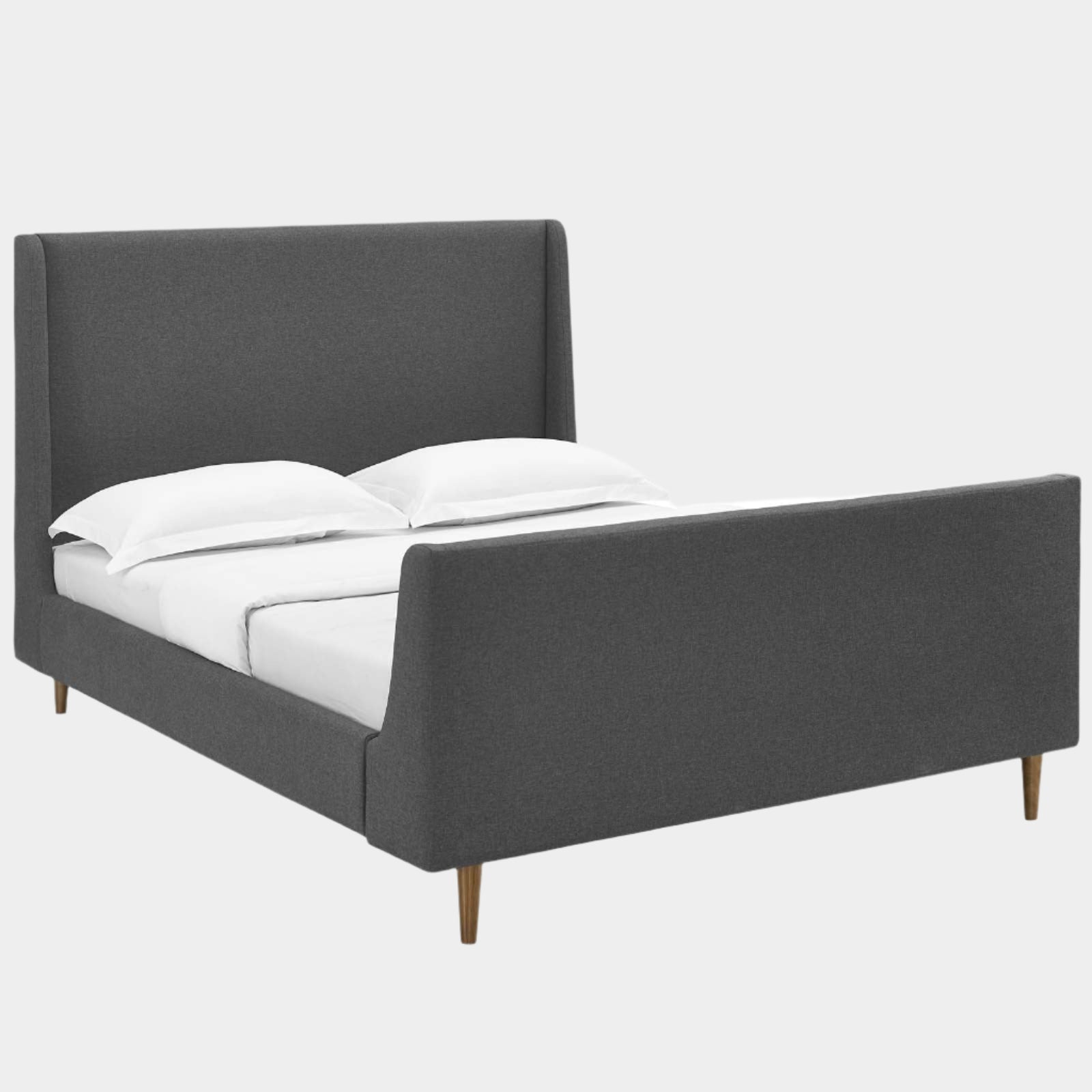 Aubree Upholstered Fabric Sleigh Platform Bed