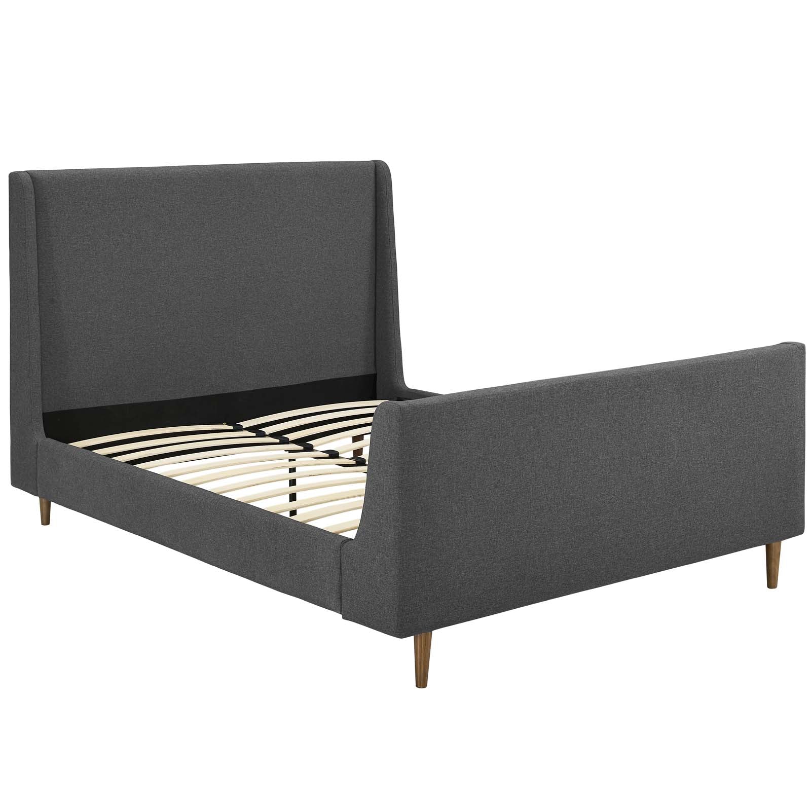 Aubree Upholstered Fabric Sleigh Platform Bed