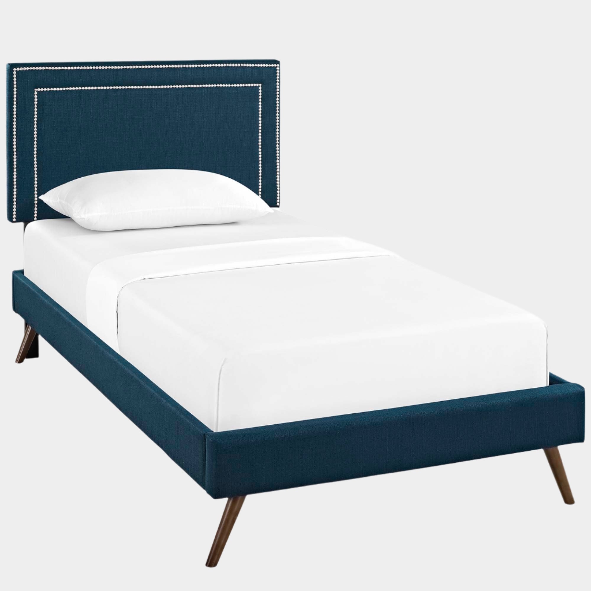 Virginia Fabric Platform Bed with Round Splayed Legs