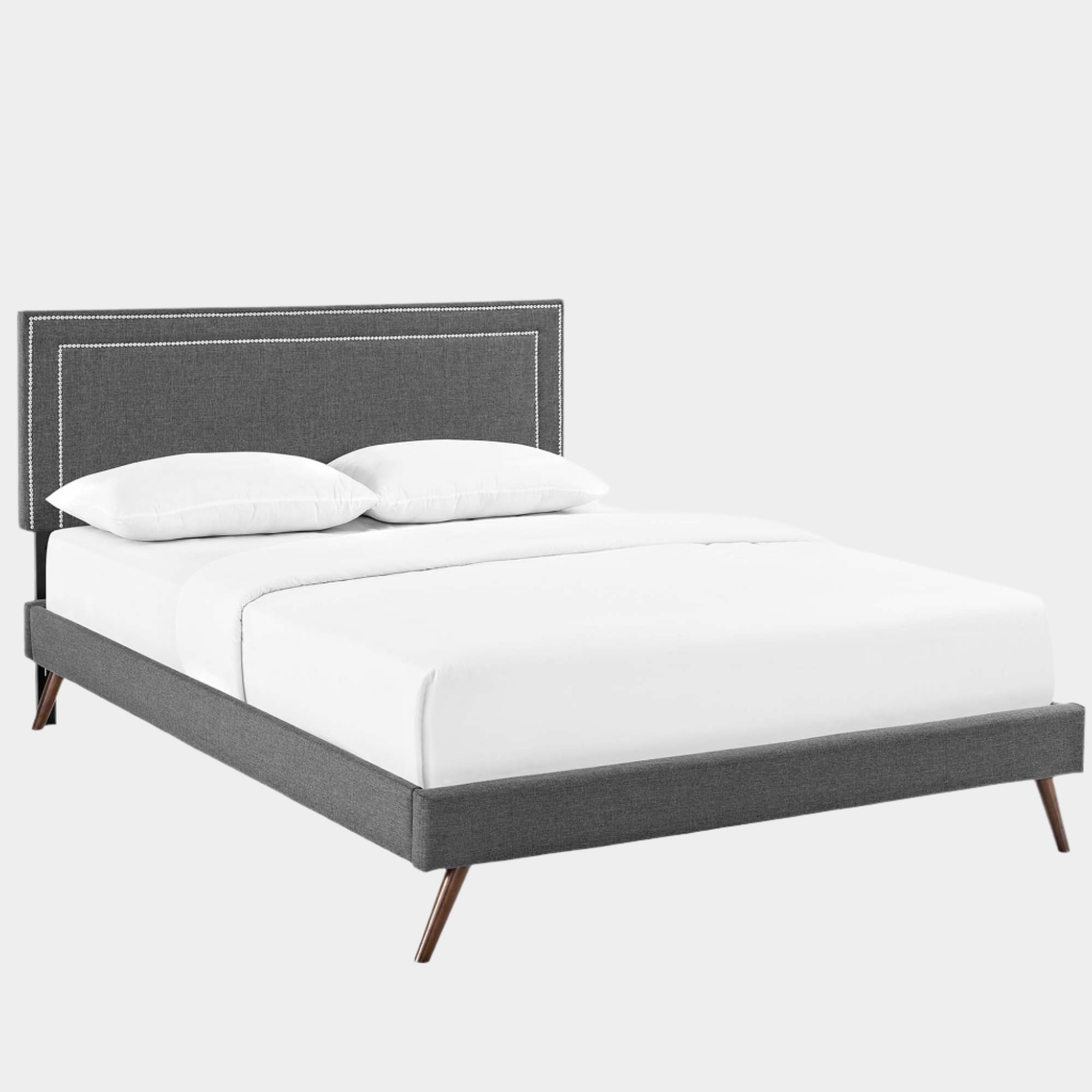 Virginia Fabric Platform Bed with Round Splayed Legs