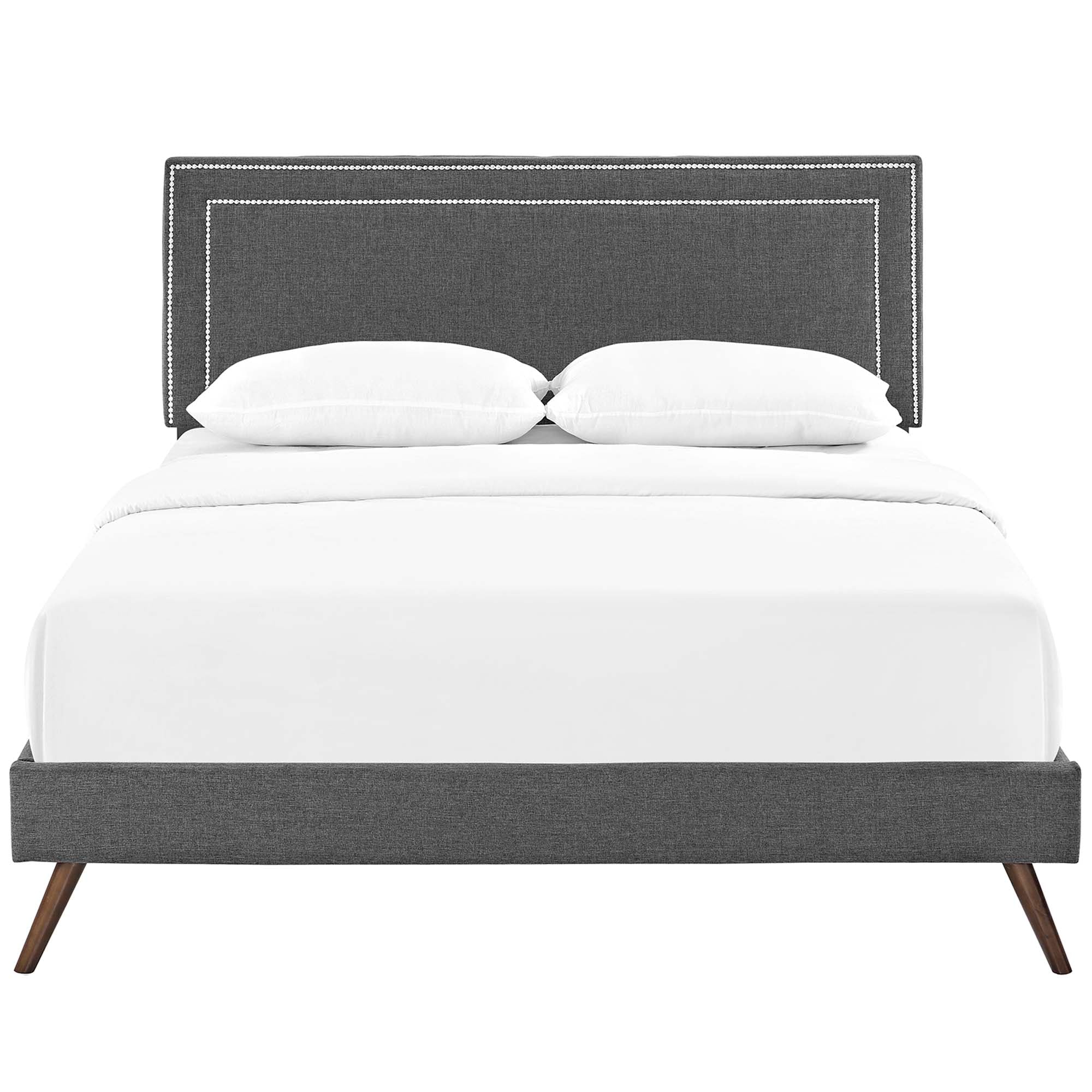 Virginia Fabric Platform Bed with Round Splayed Legs