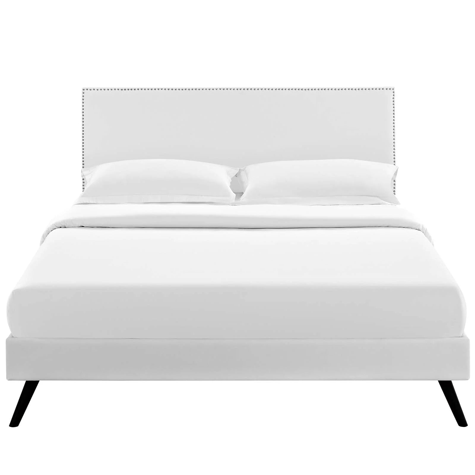 Macie Vinyl Platform Bed with Round Splayed Legs