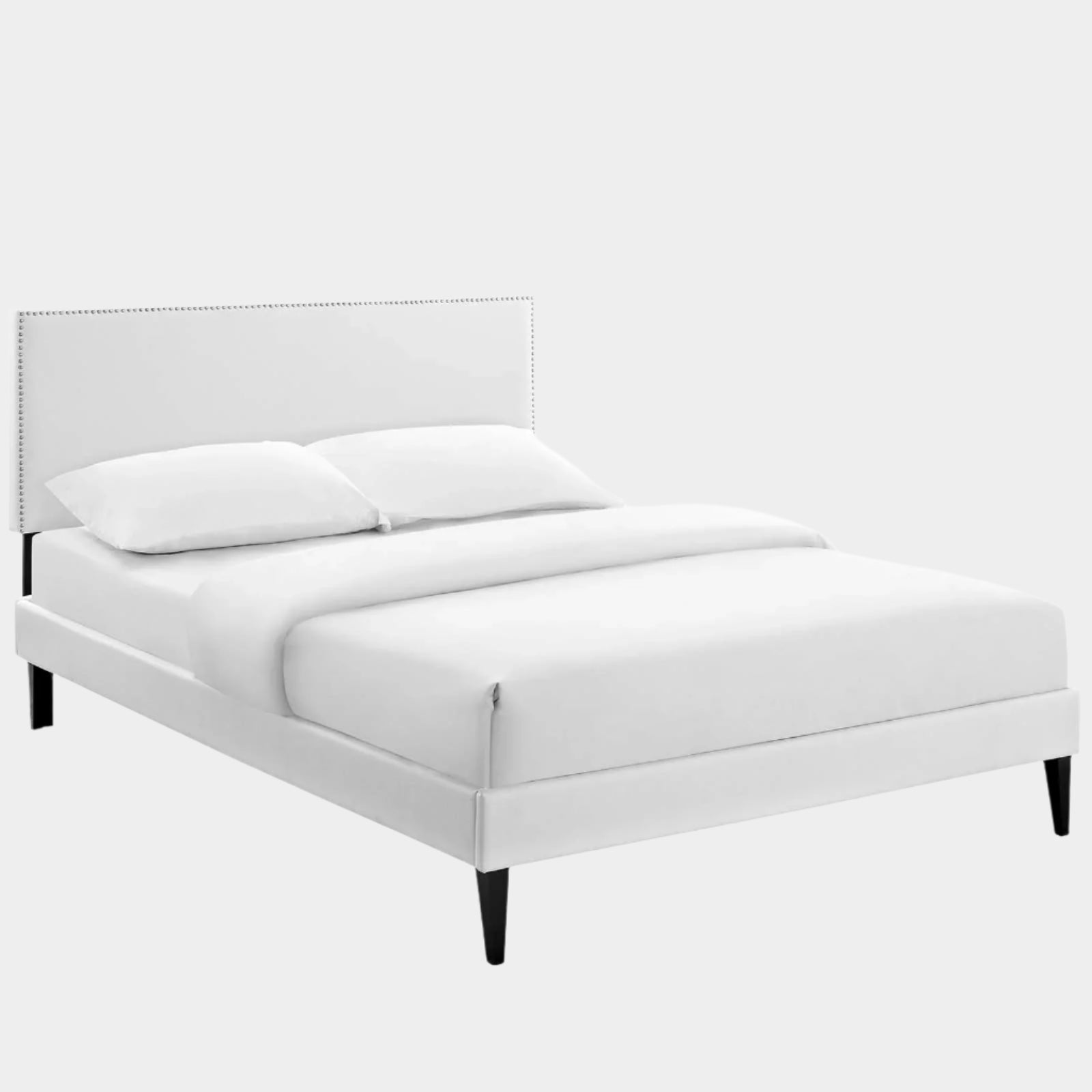 Macie Vinyl Platform Bed with Squared Tapered Legs