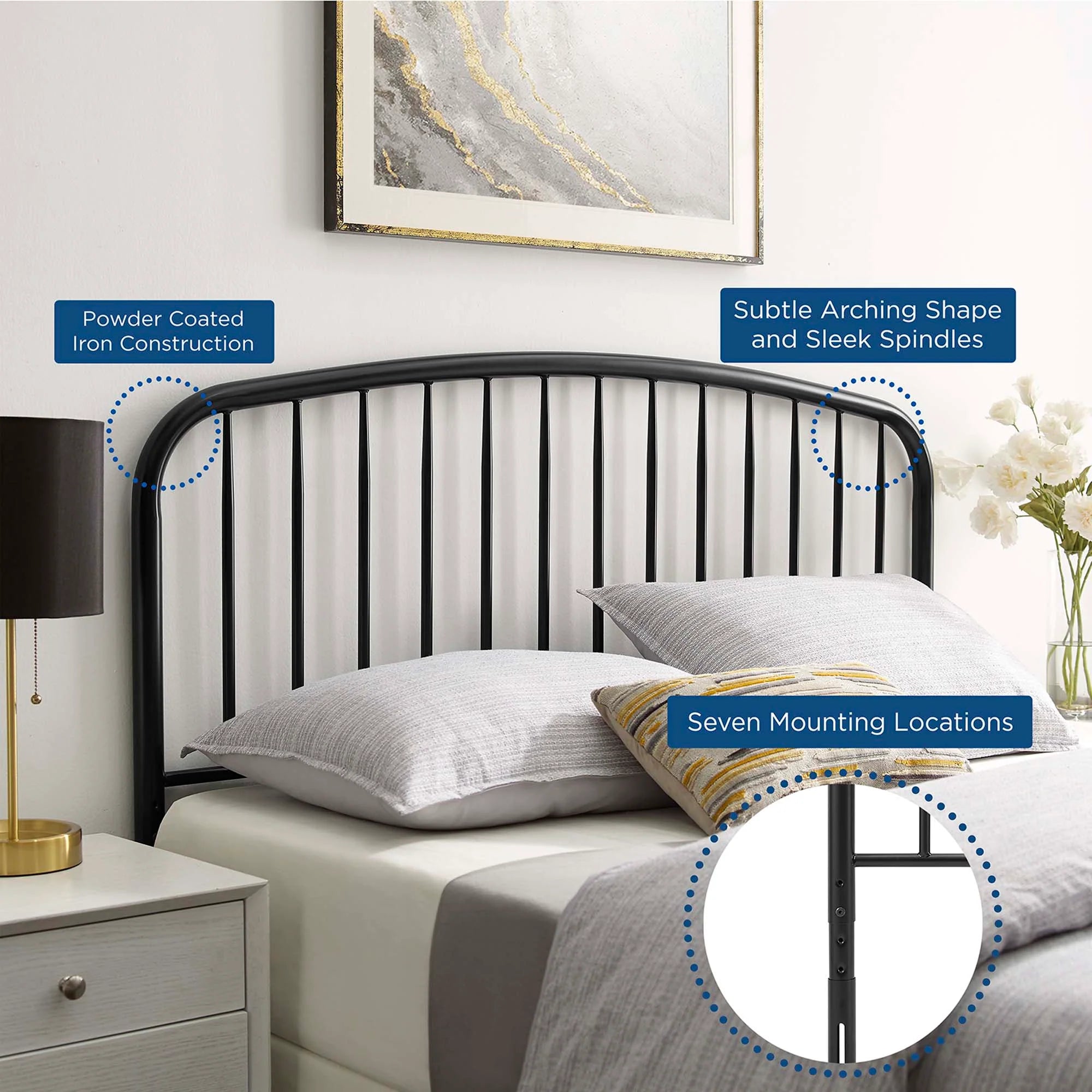 Nova Metal Queen Headboard in Black