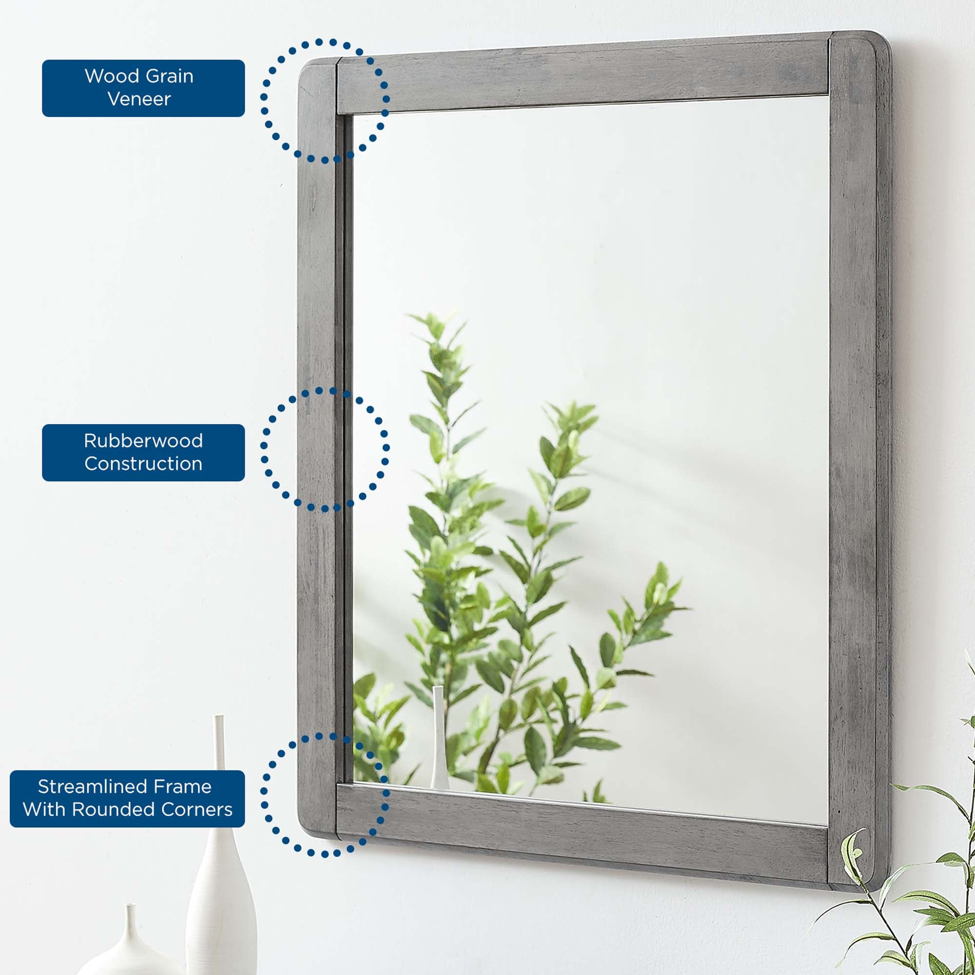 Georgia Wood Mirror in Gray