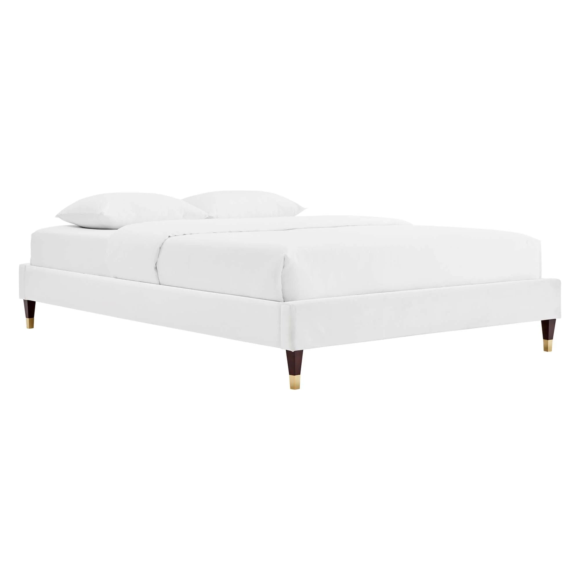 Novi Performance Velvet Bed With Wood and Gold Legs