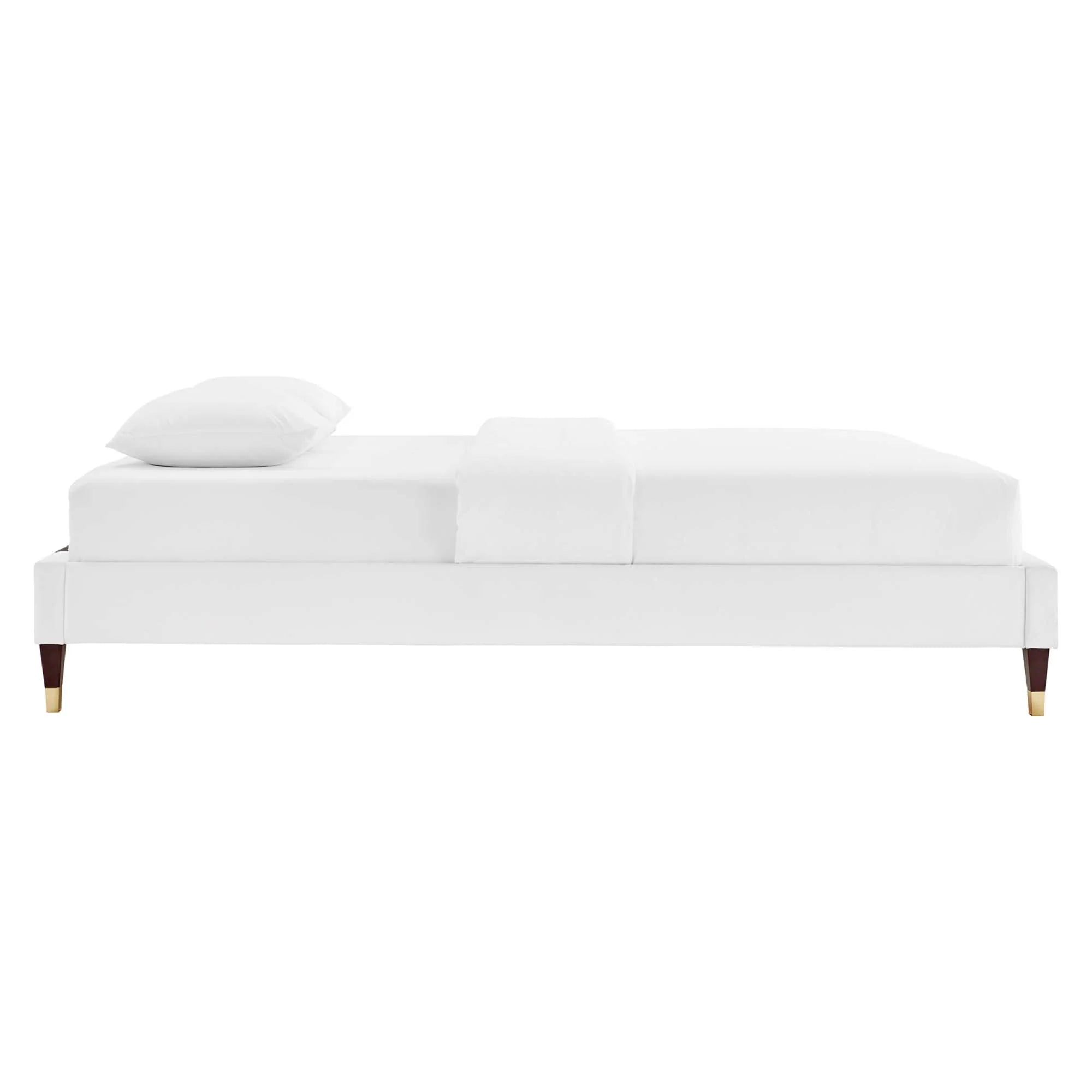 Novi Performance Velvet Bed With Wood and Gold Legs