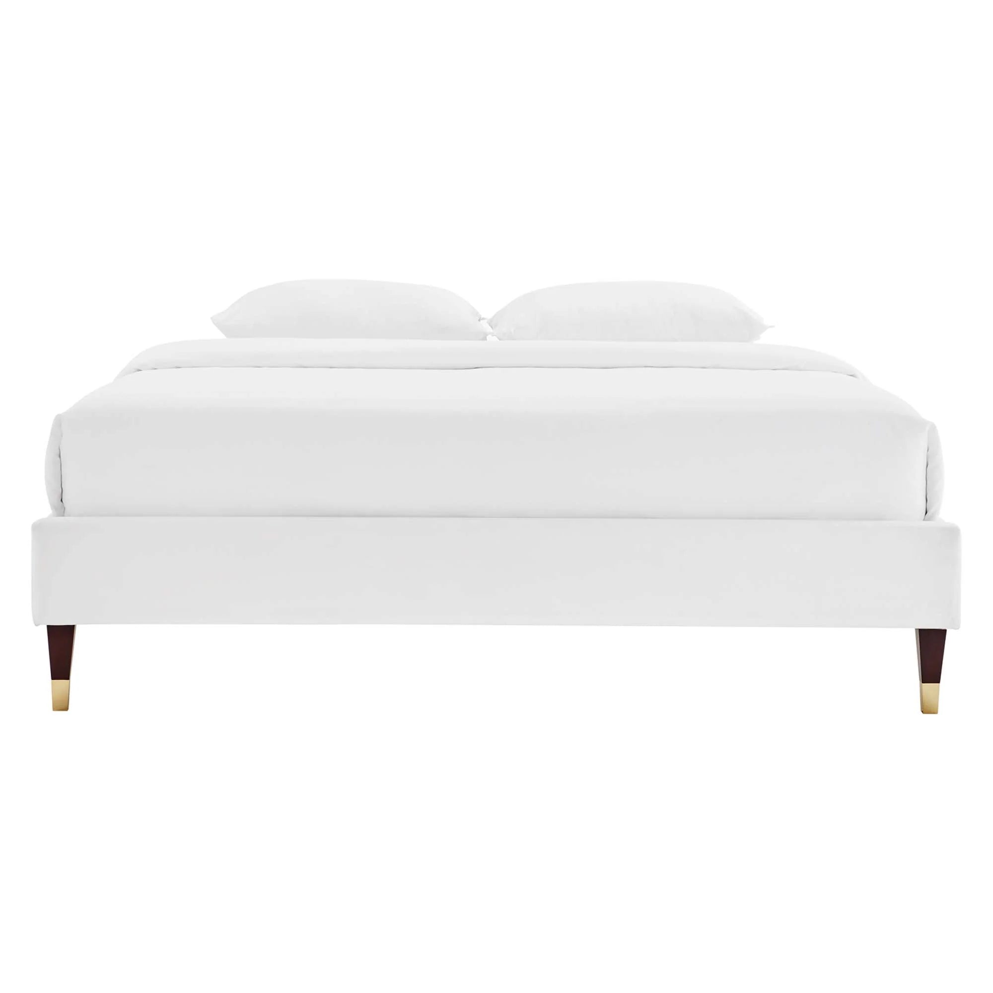 Novi Performance Velvet Bed With Wood and Gold Legs