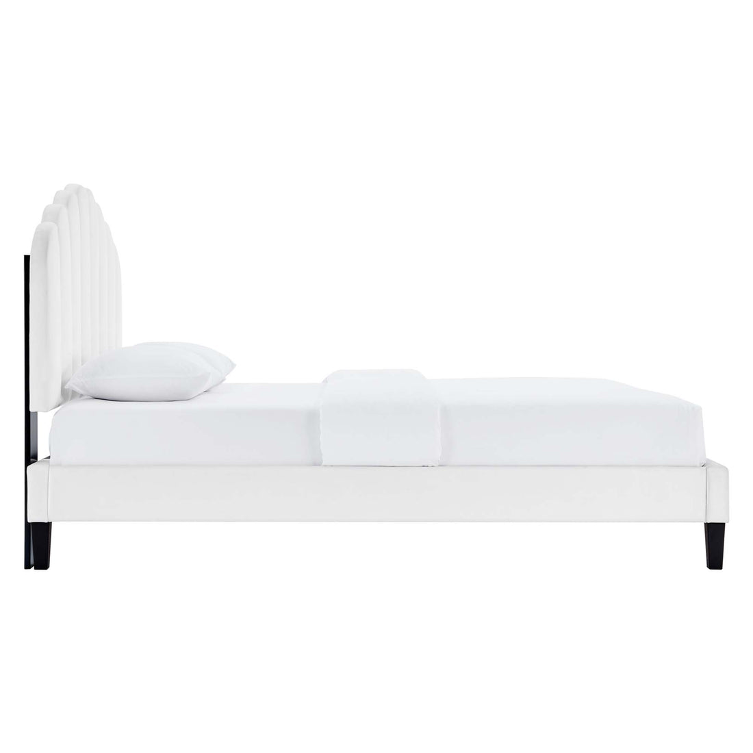 Daisy Performance Velvet Platform Bed With Black Wood Legs