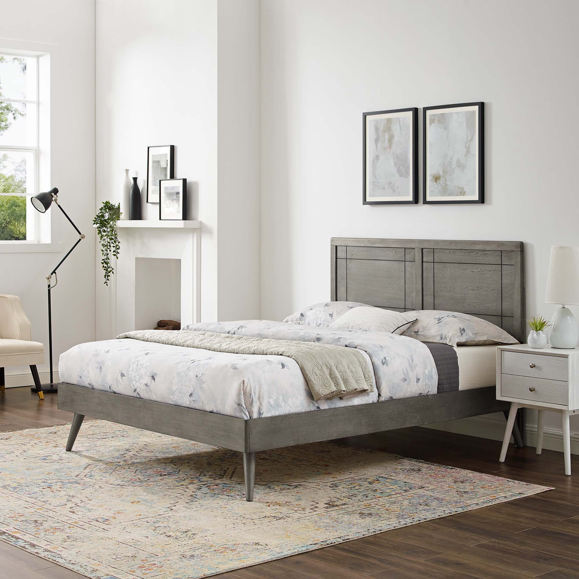 Marlee Wood Platform Bed With Splayed Legs