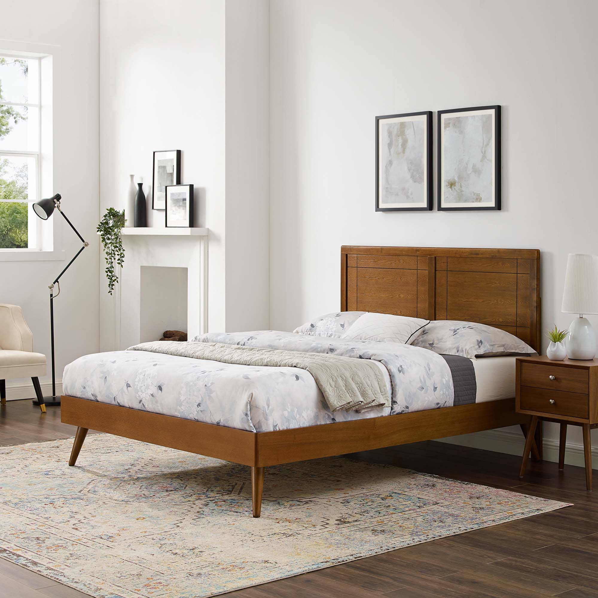 Marlee Wood Platform Bed With Splayed Legs