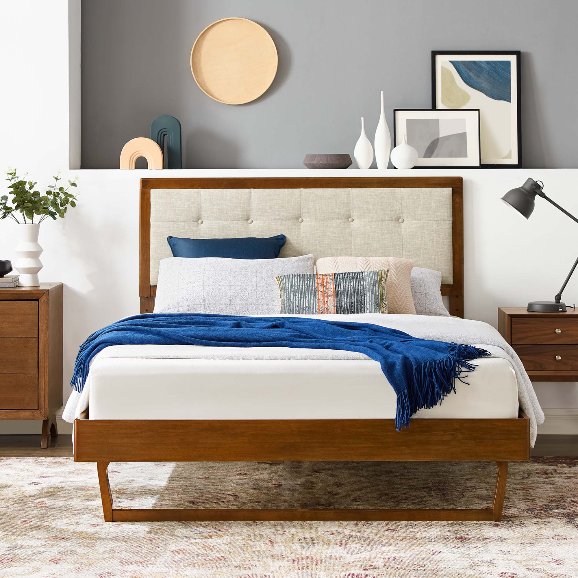 Willow Wood Platform Bed With Angular Frame