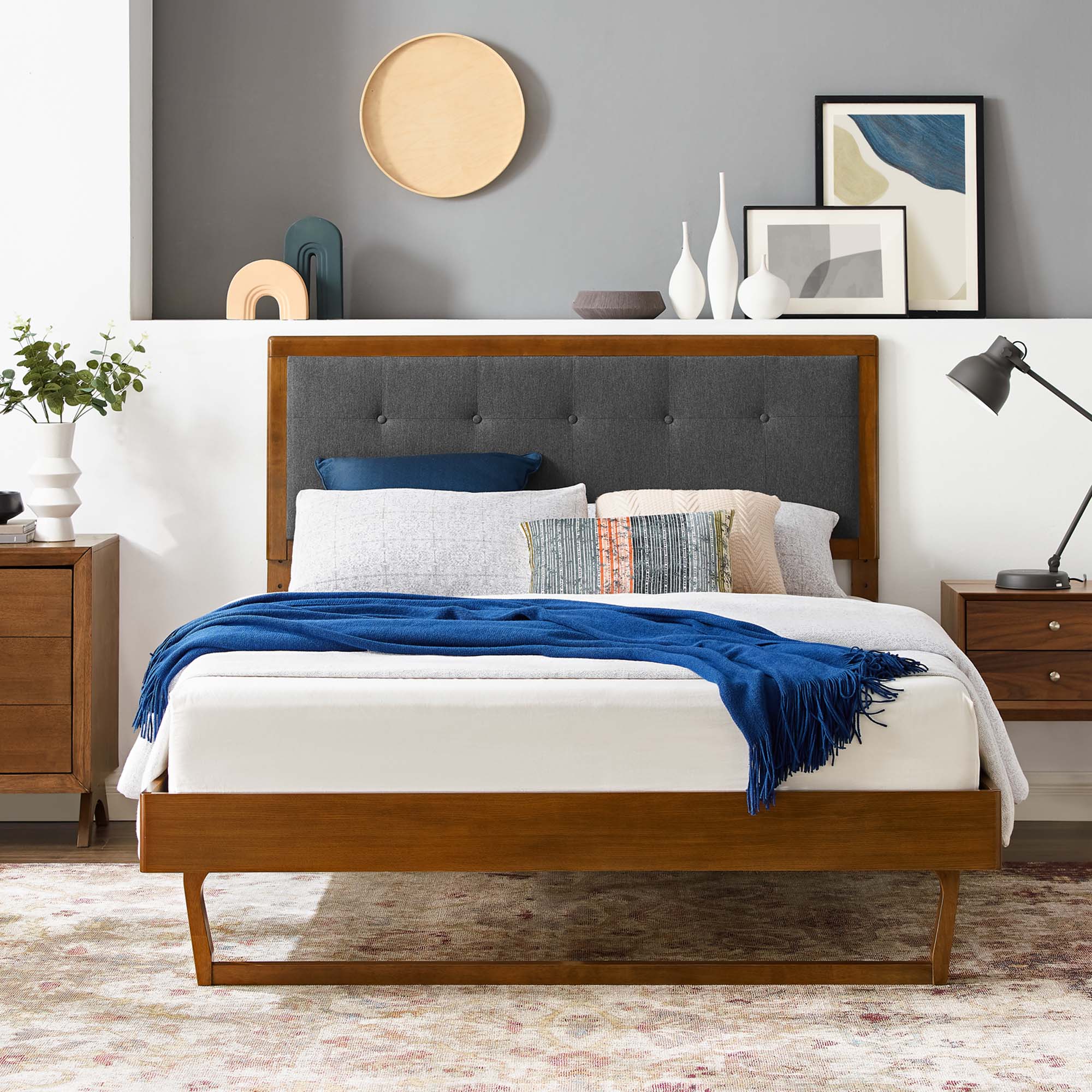 Willow Wood Platform Bed With Angular Frame