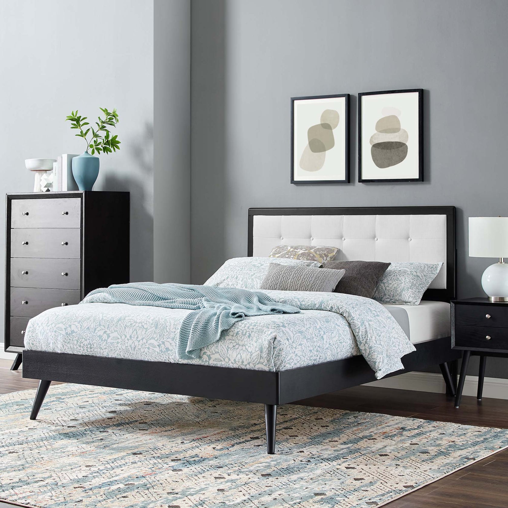 Willow Wood Platform Bed With Splayed Legs