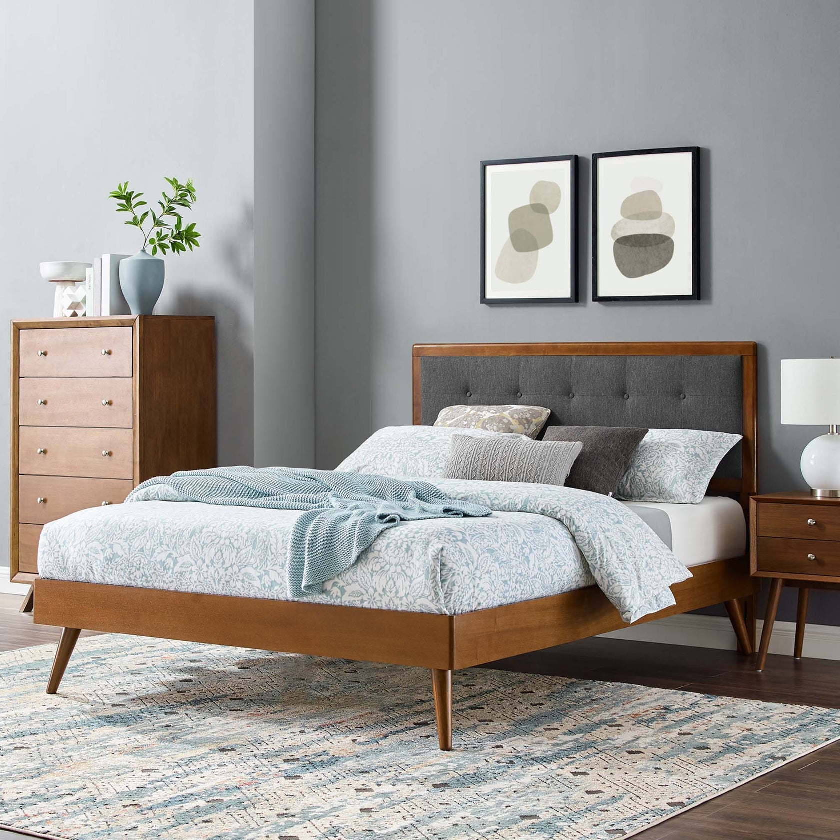 Willow Wood Platform Bed With Splayed Legs