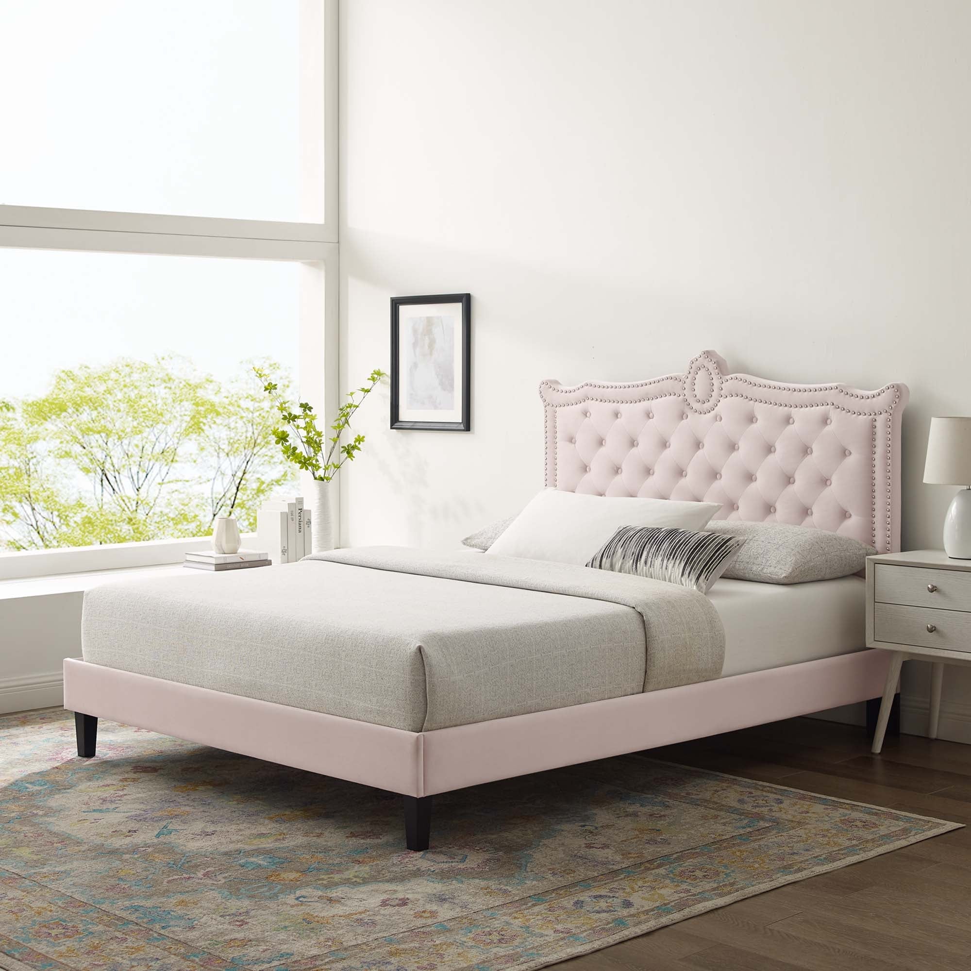 Clara Performance Velvet Queen Platform Bed