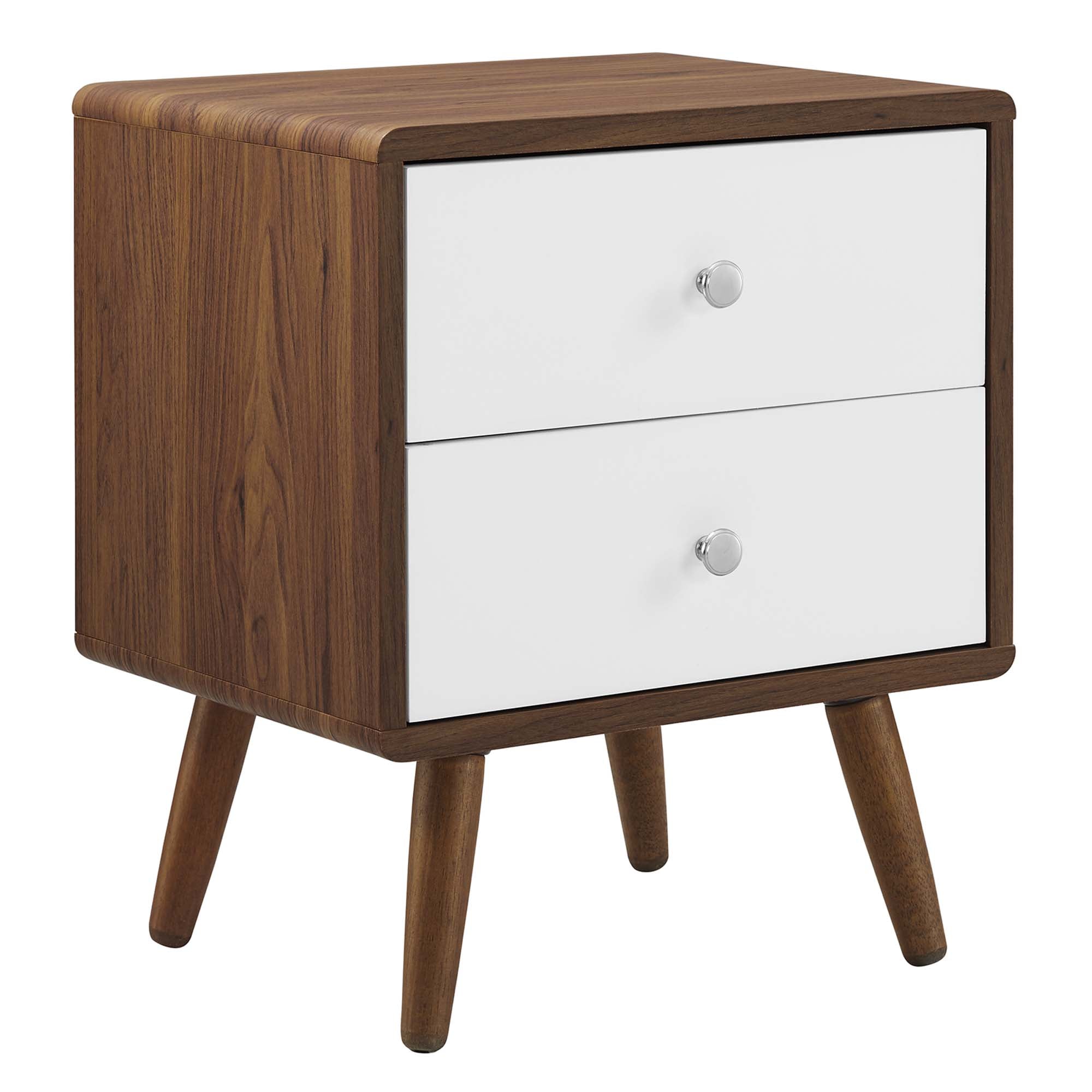 Transmit 2-Drawer Nightstand in Walnut White