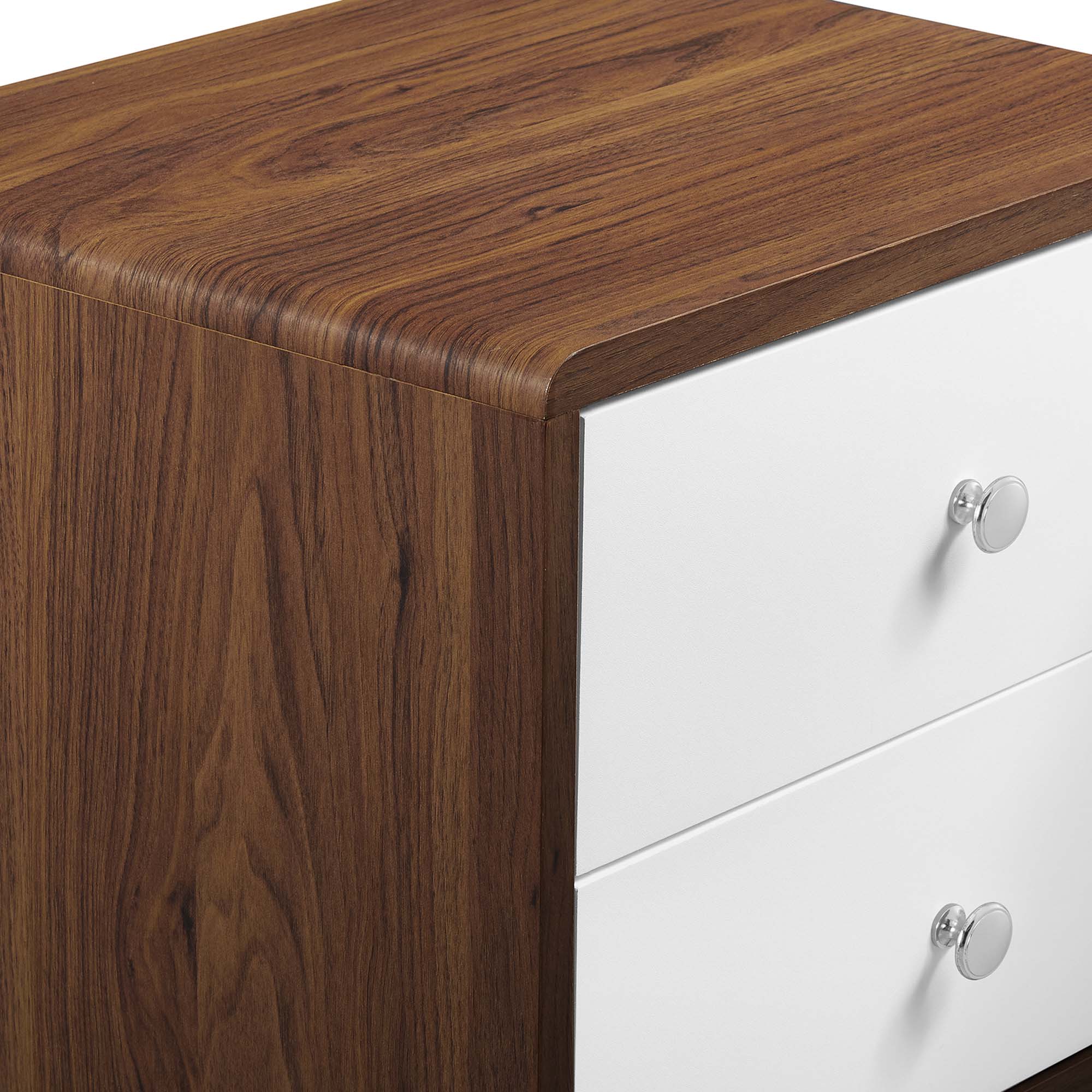 Transmit 2-Drawer Nightstand in Walnut White