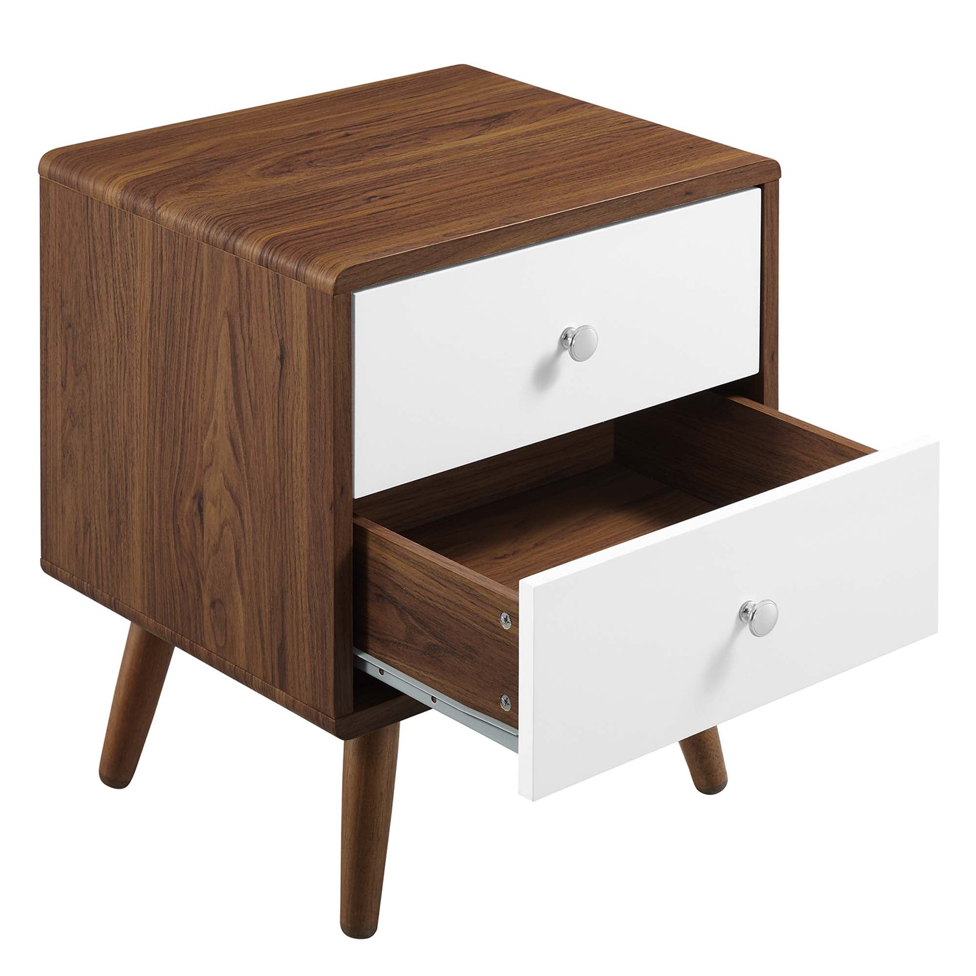 Transmit 2-Drawer Nightstand in Walnut White