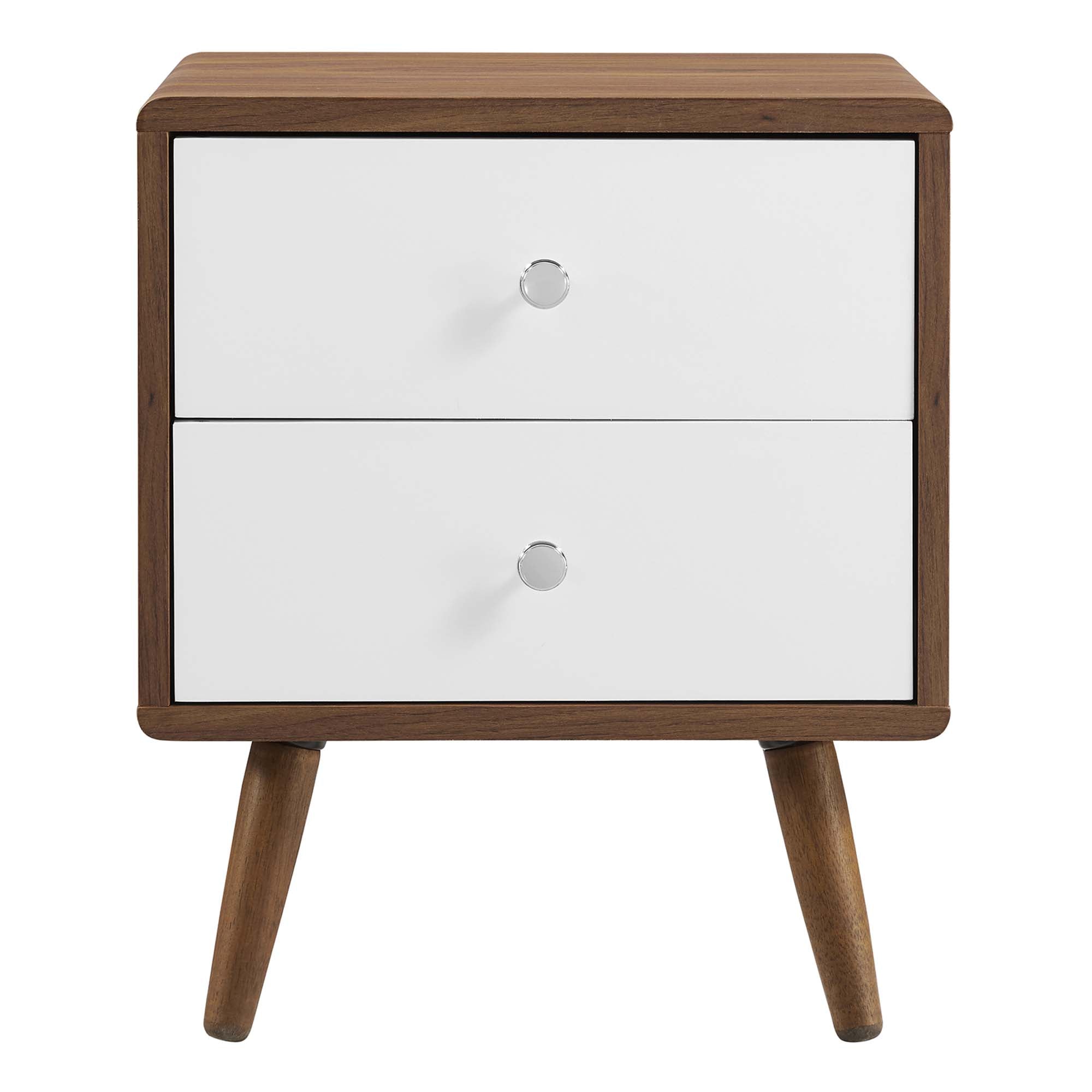 Transmit 2-Drawer Nightstand in Walnut White