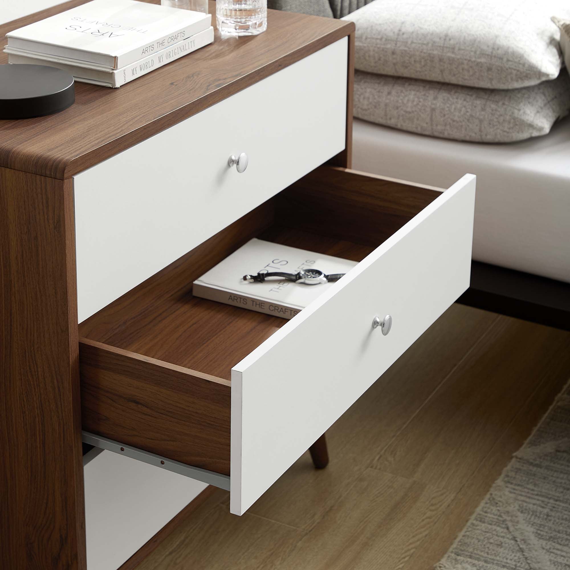 Transmit 3-Drawer Chest in Walnut White