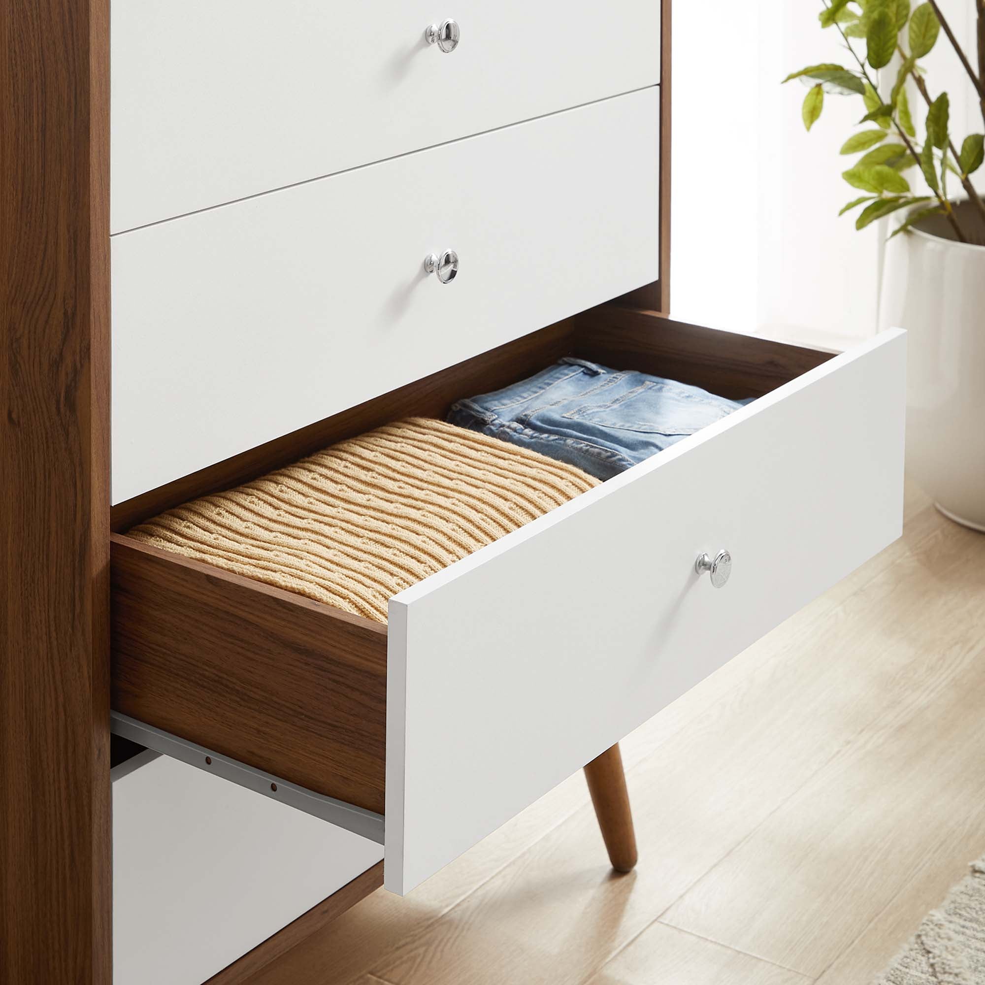 Transmit 4-Drawer Chest in Walnut White