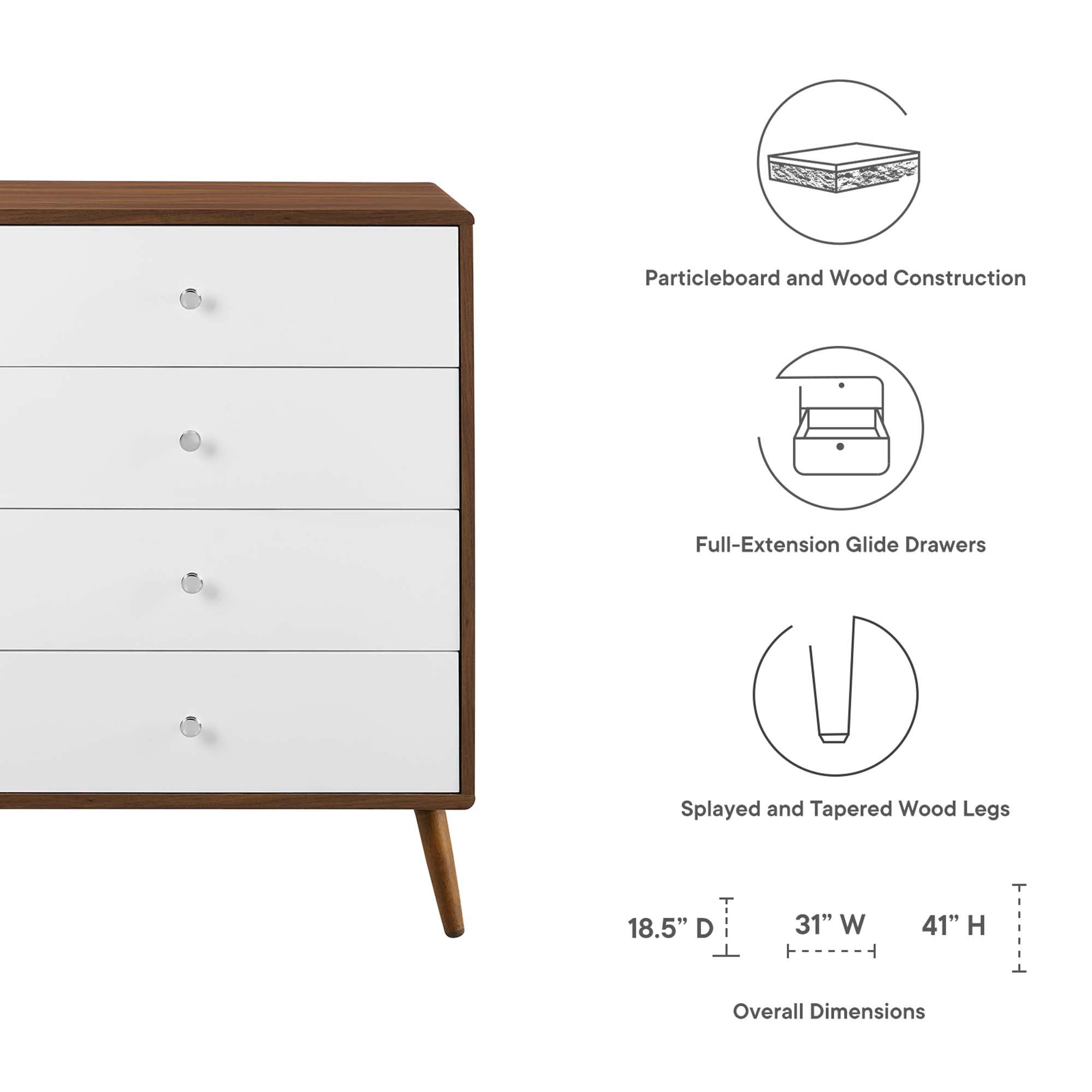 Transmit 4-Drawer Chest in Walnut White