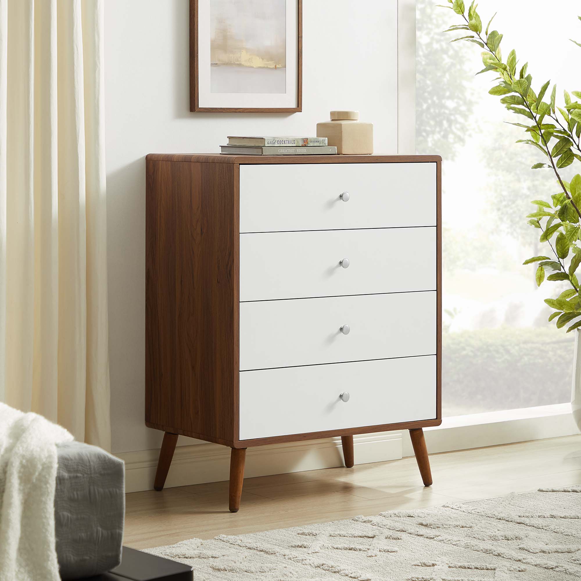 Transmit 4-Drawer Chest in Walnut White