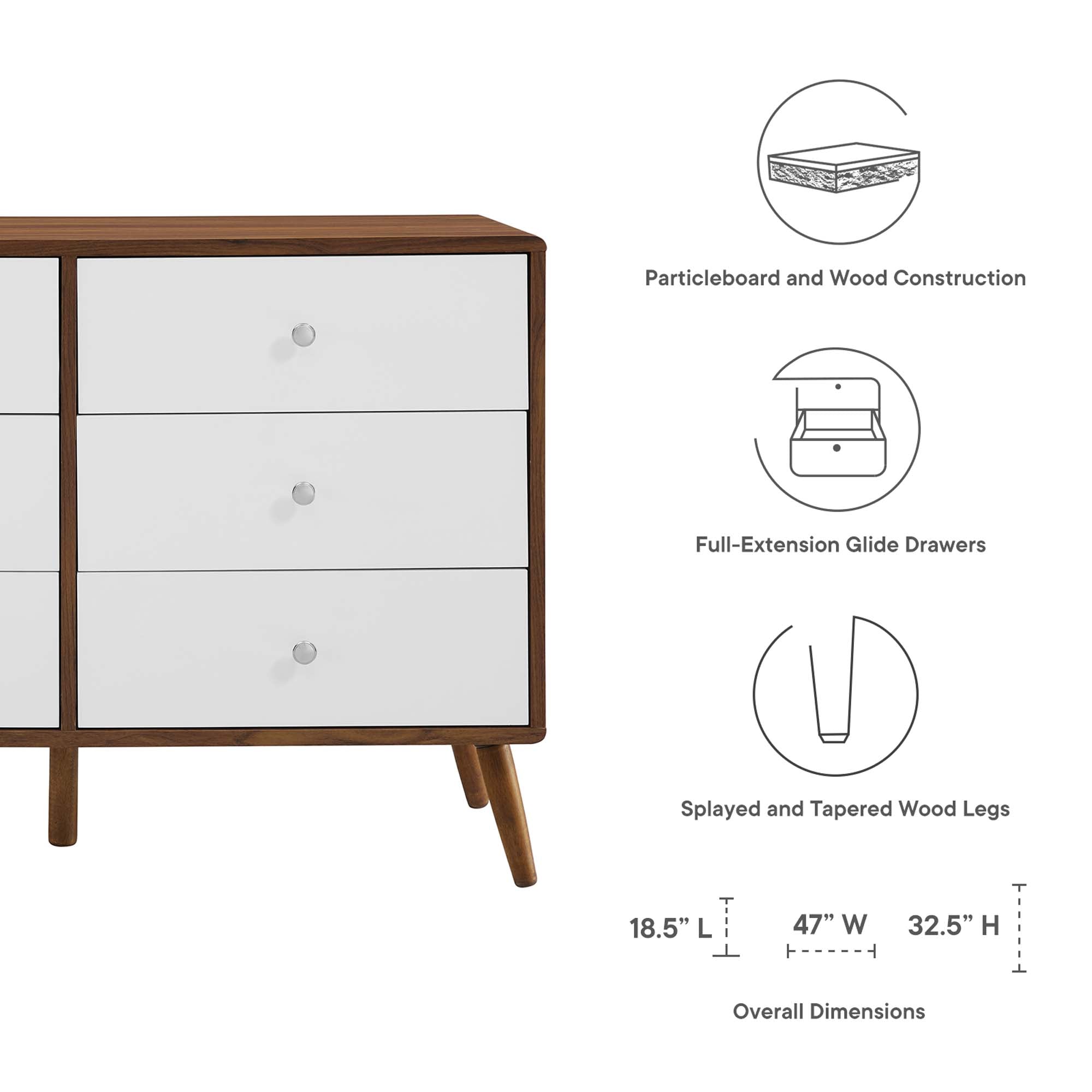 Transmit 47" Dresser in Walnut White