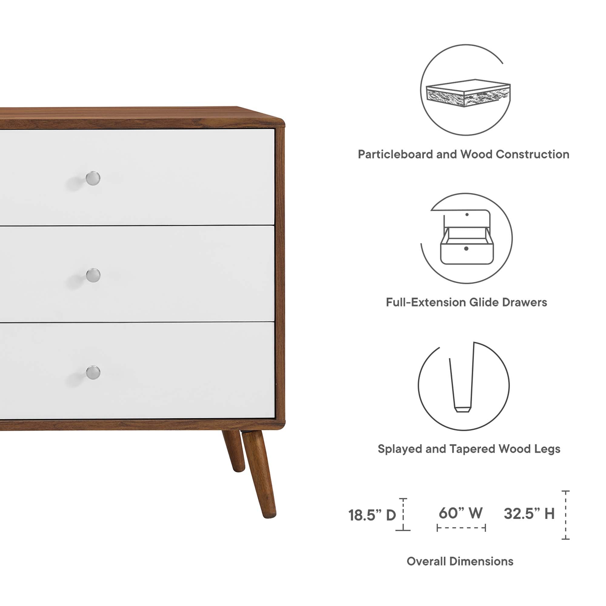 Transmit 60" Dresser in Walnut White