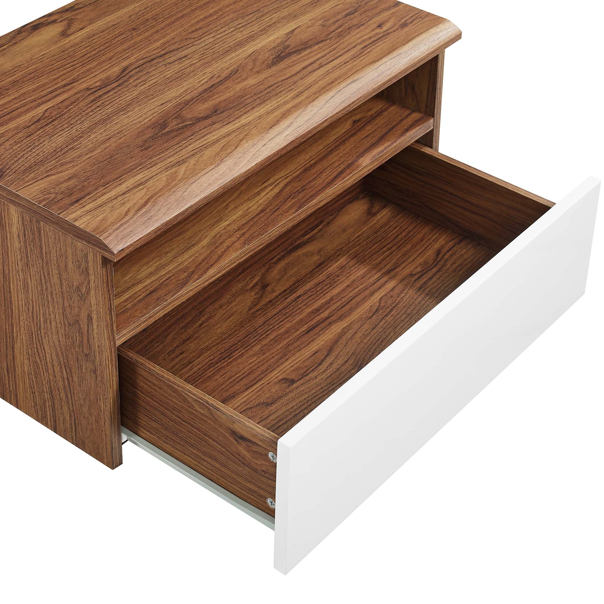 Envision Wall Mount Nightstand in Walnut White