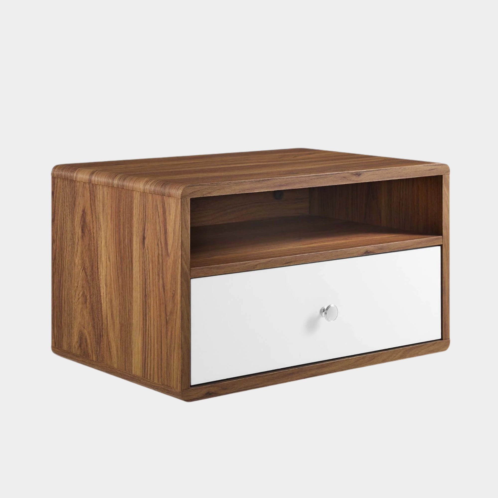 Transmit Wall Mount Nightstand in Walnut White