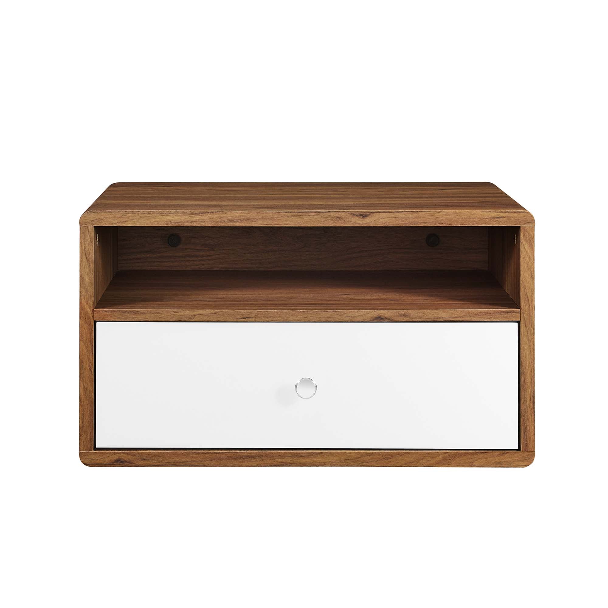 Transmit Wall Mount Nightstand in Walnut White