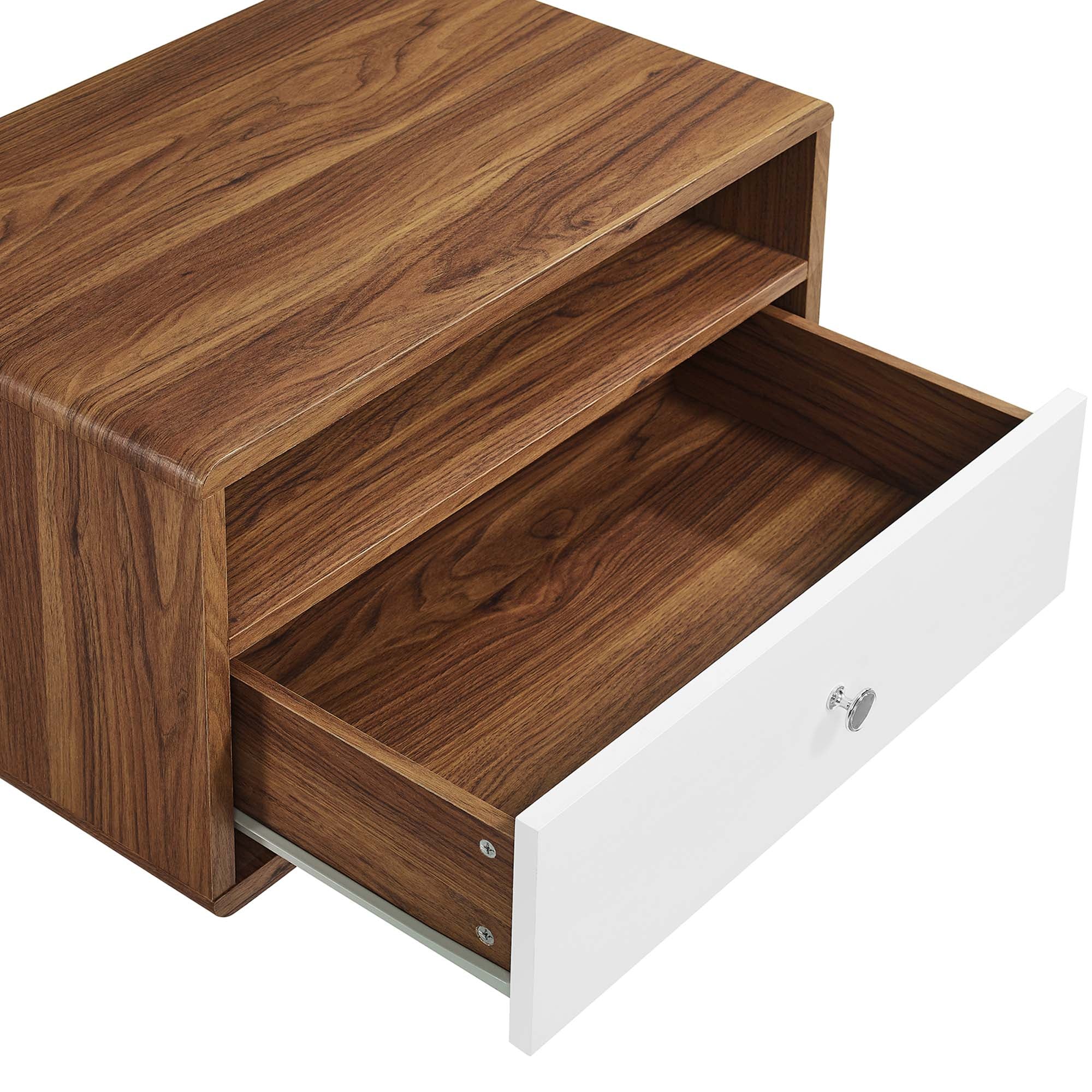 Transmit Wall Mount Nightstand in Walnut White